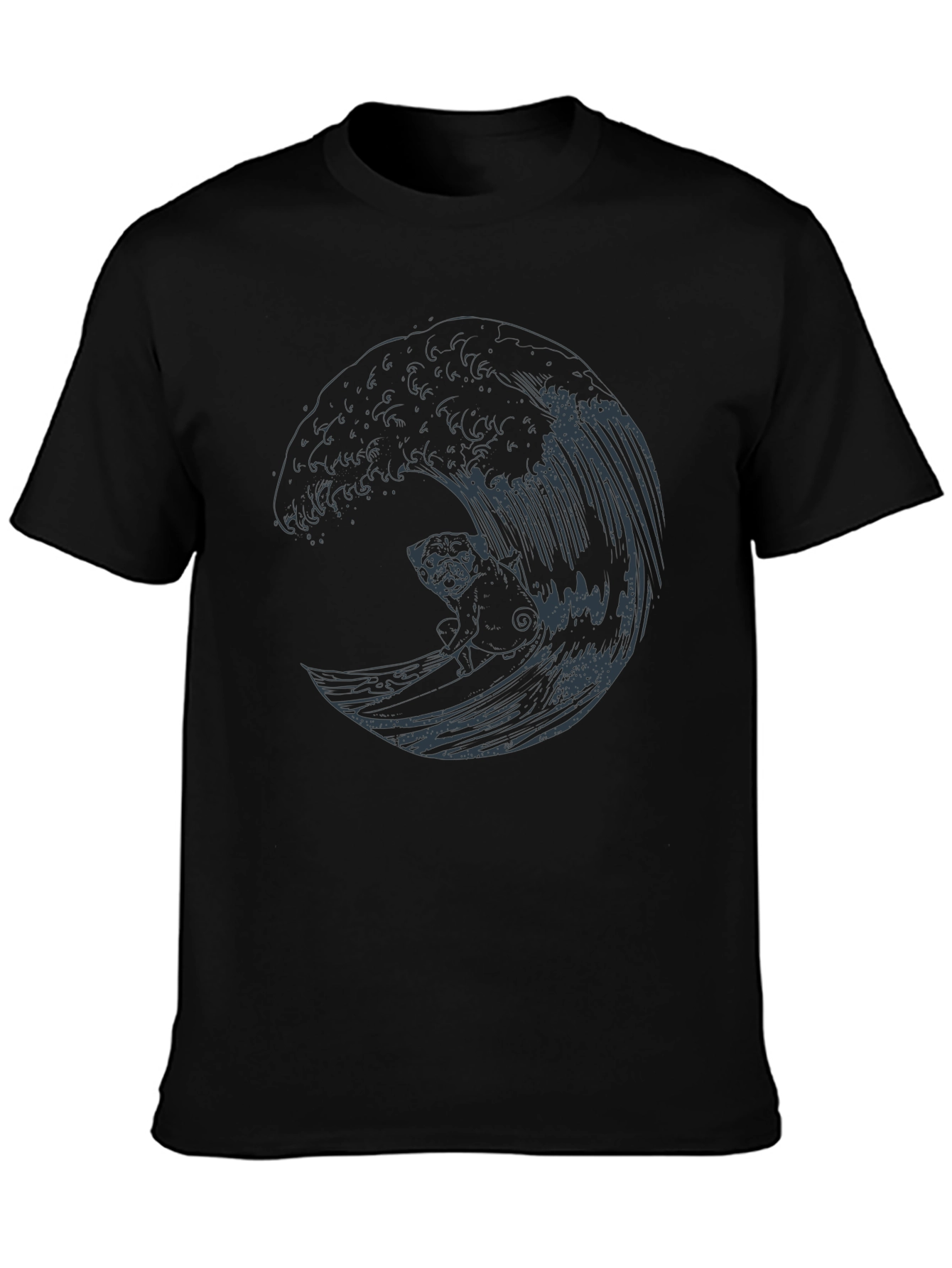 Pug Surfing Wave Graphic Tee