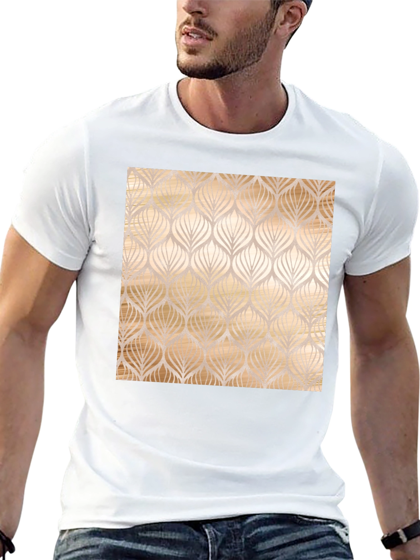 Elegant Leaf Pattern Black Tee