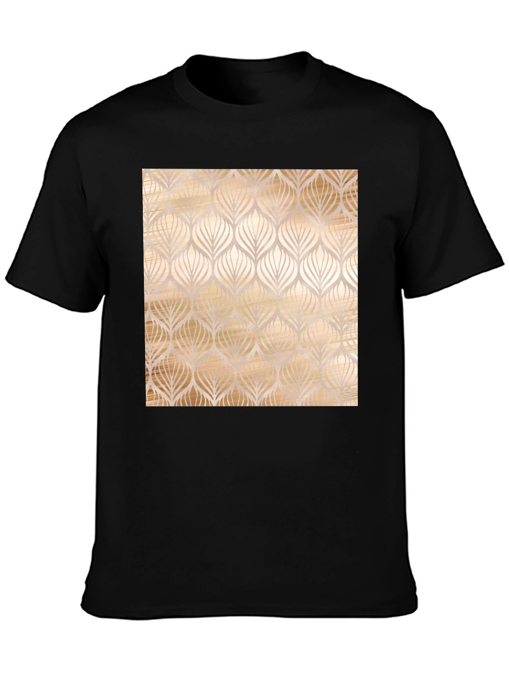 Elegant Leaf Pattern Black Tee