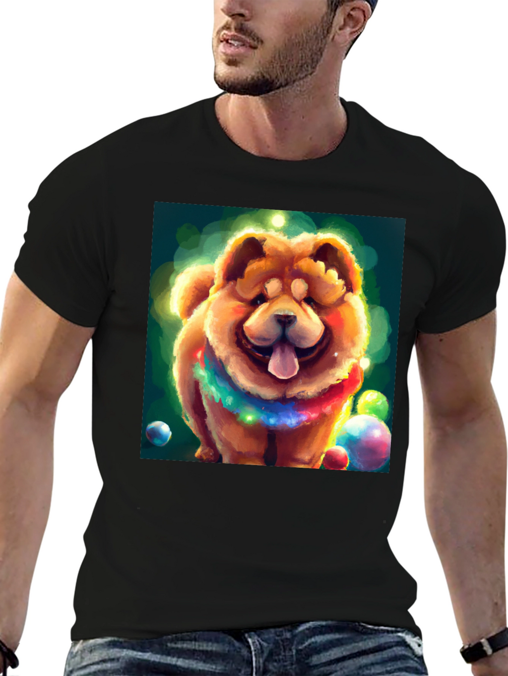 Cartoon Dog Graphic Black T-Shirt
