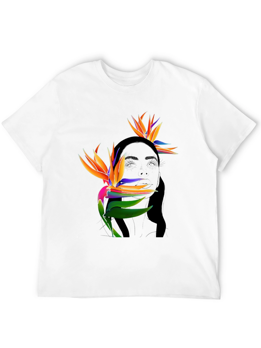 Tropical Birds of Paradise Graphic Tee - Black