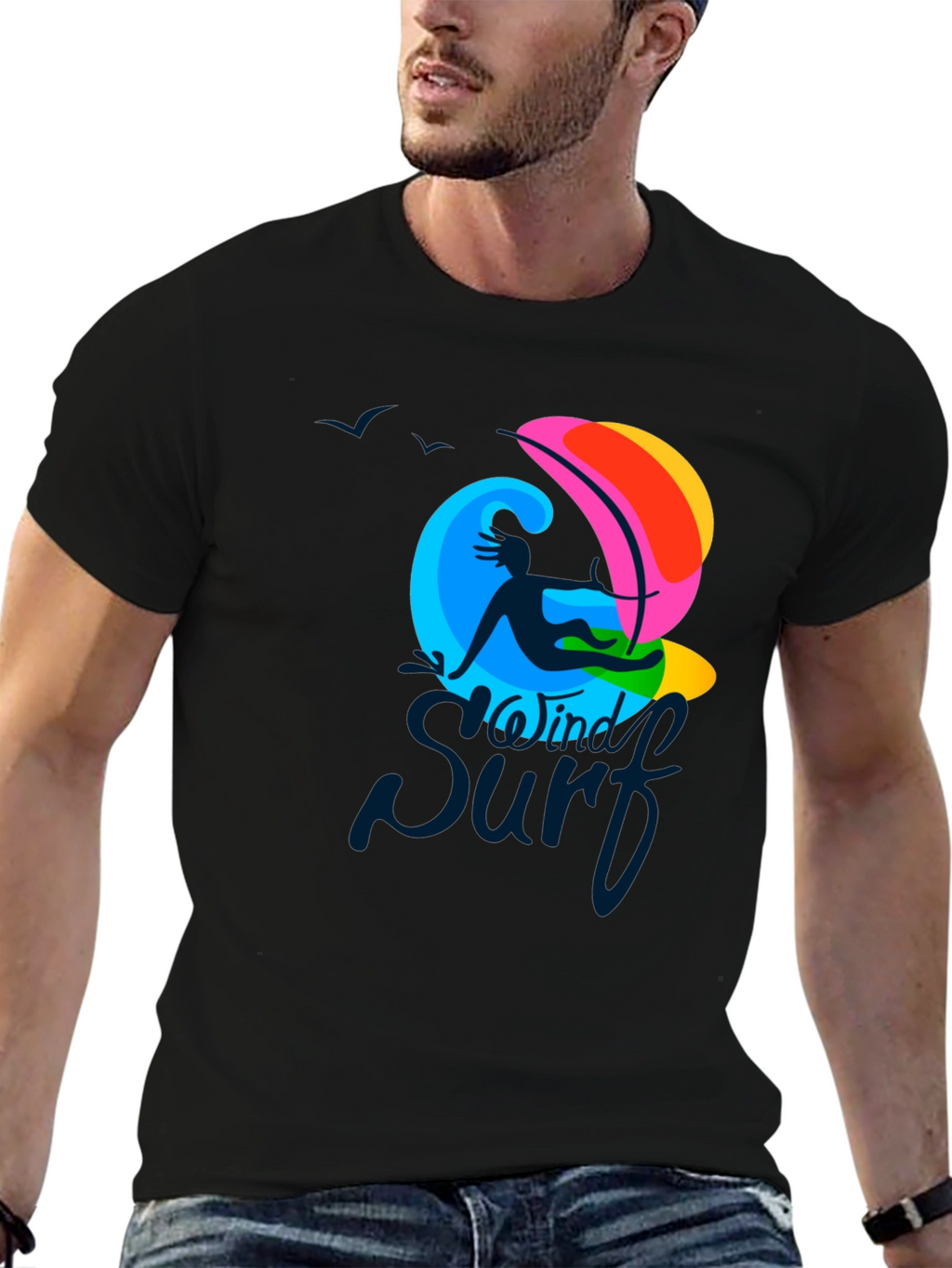 Windy Surf Graphic T-Shirt - Cool Summer Design