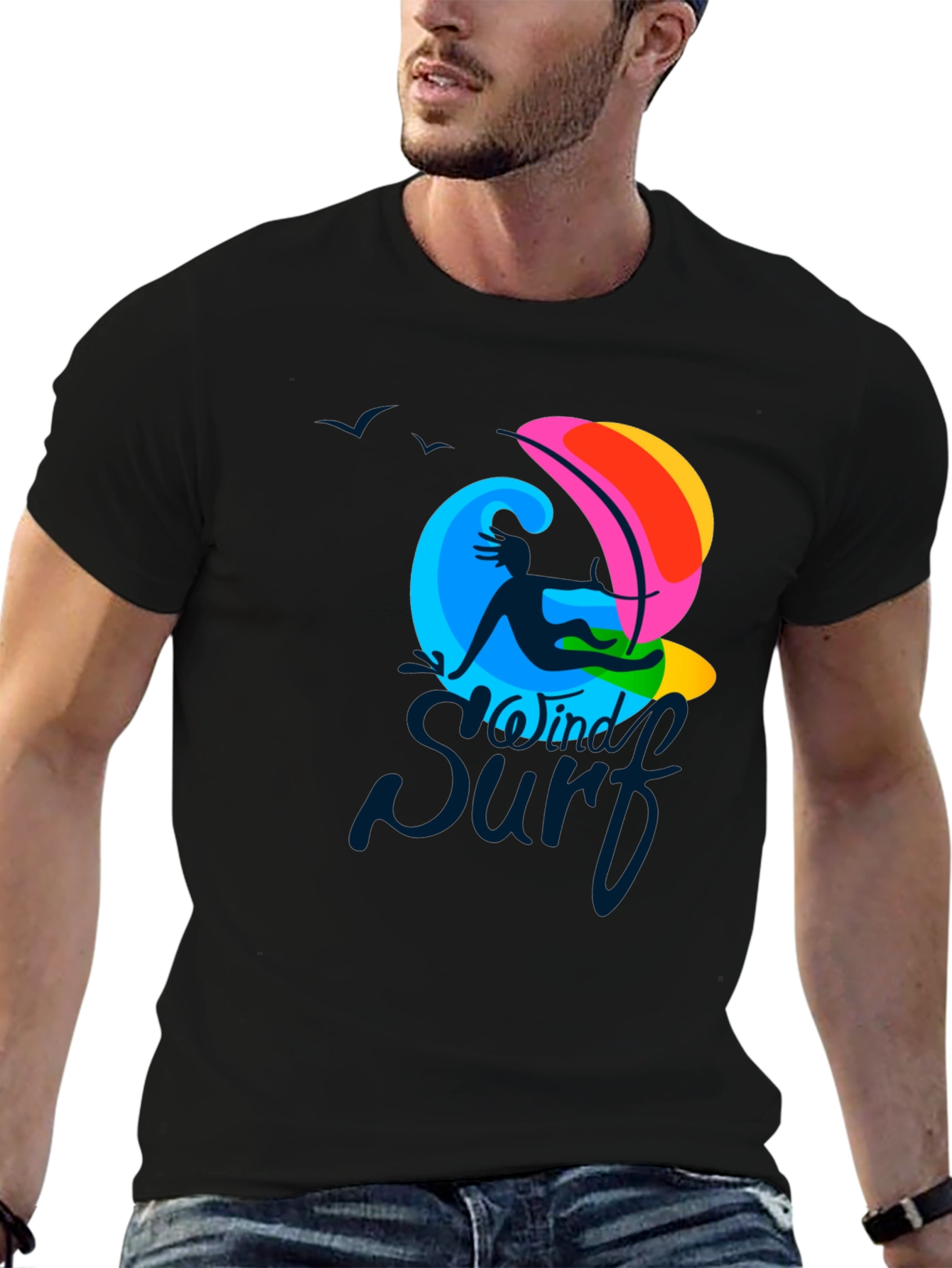 Windy Surf Graphic T-Shirt - Cool Summer Design