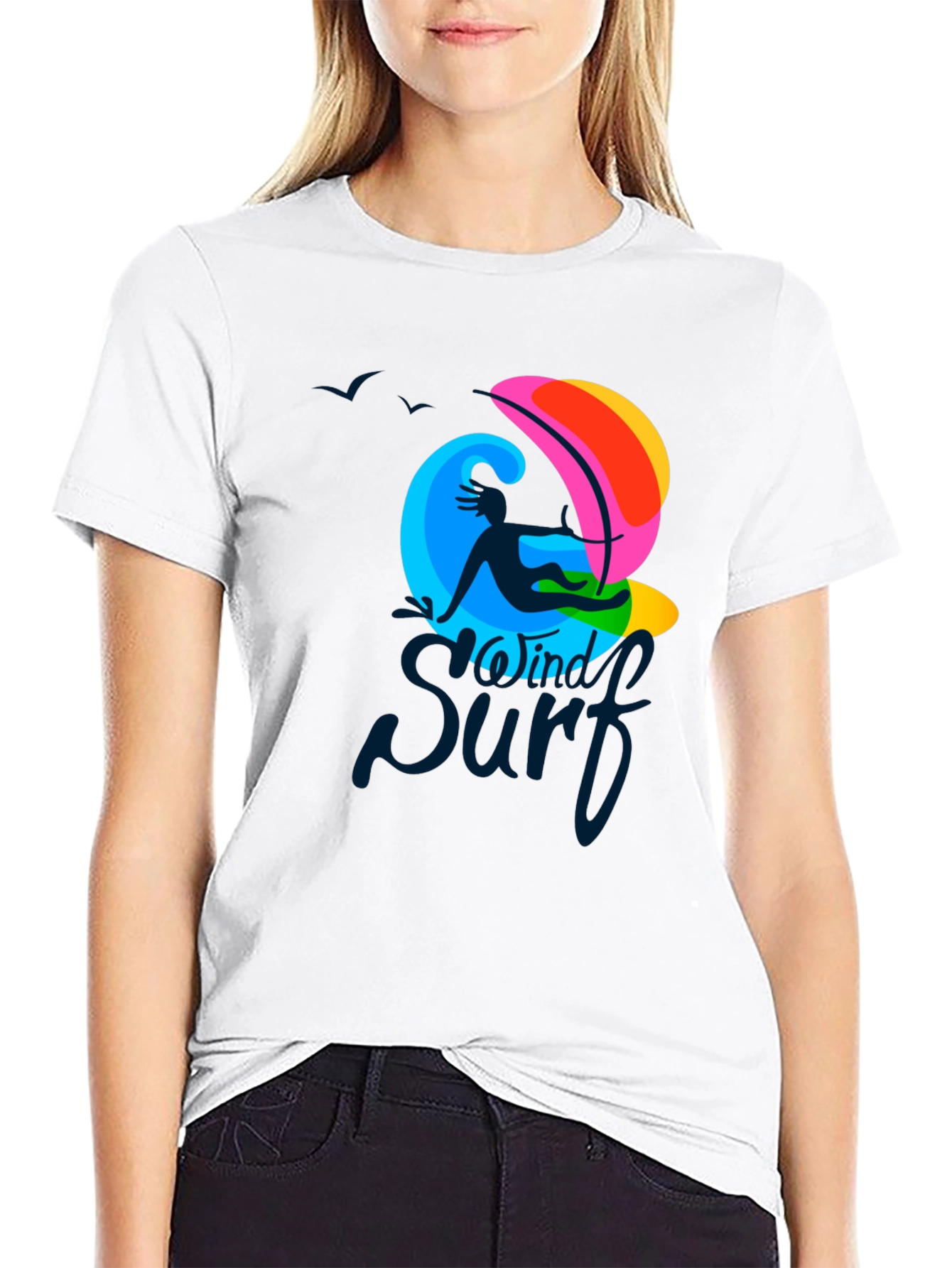Windy Surf Graphic T-Shirt - Cool Summer Design