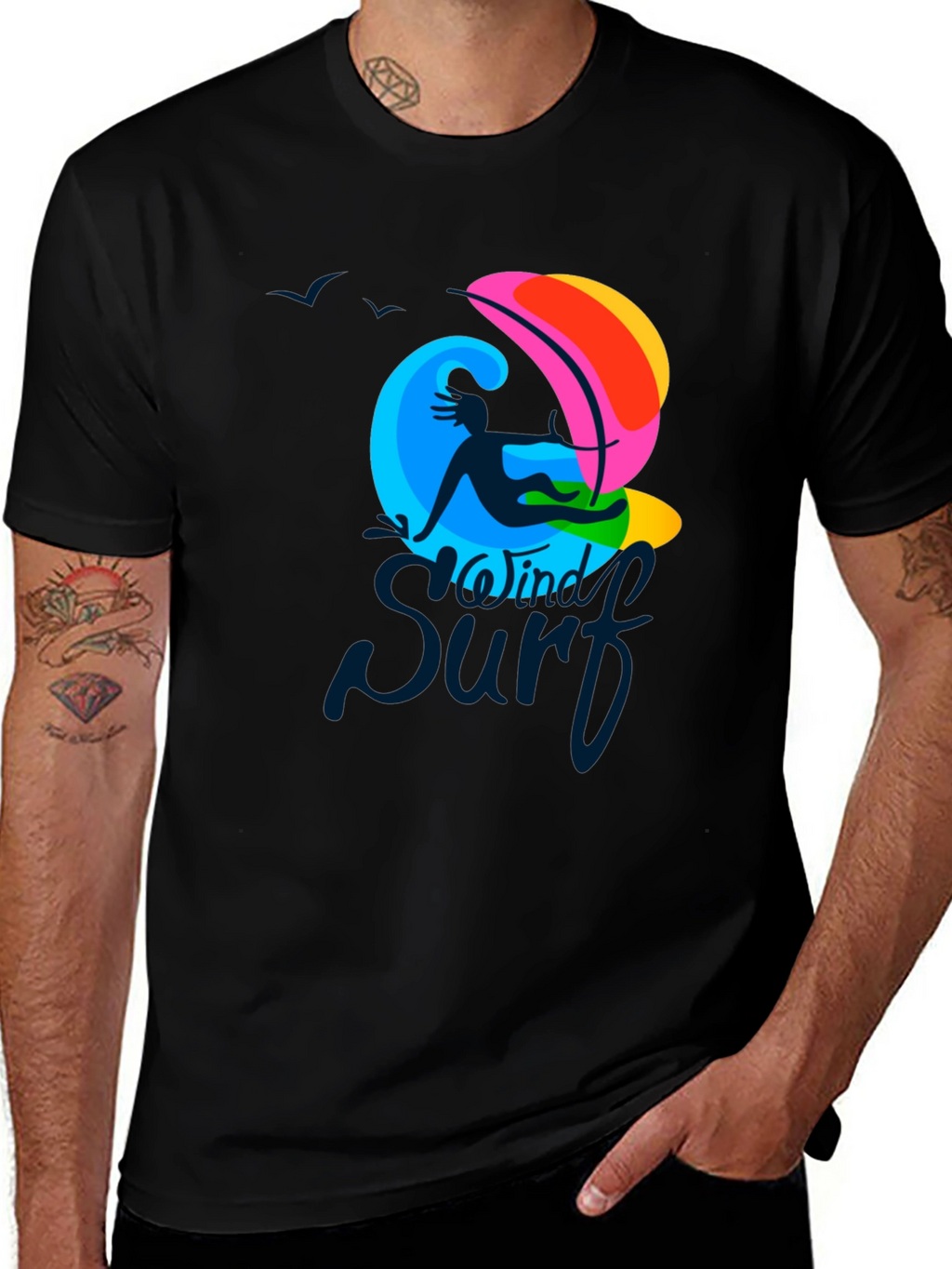 Windy Surf Graphic T-Shirt - Cool Summer Design