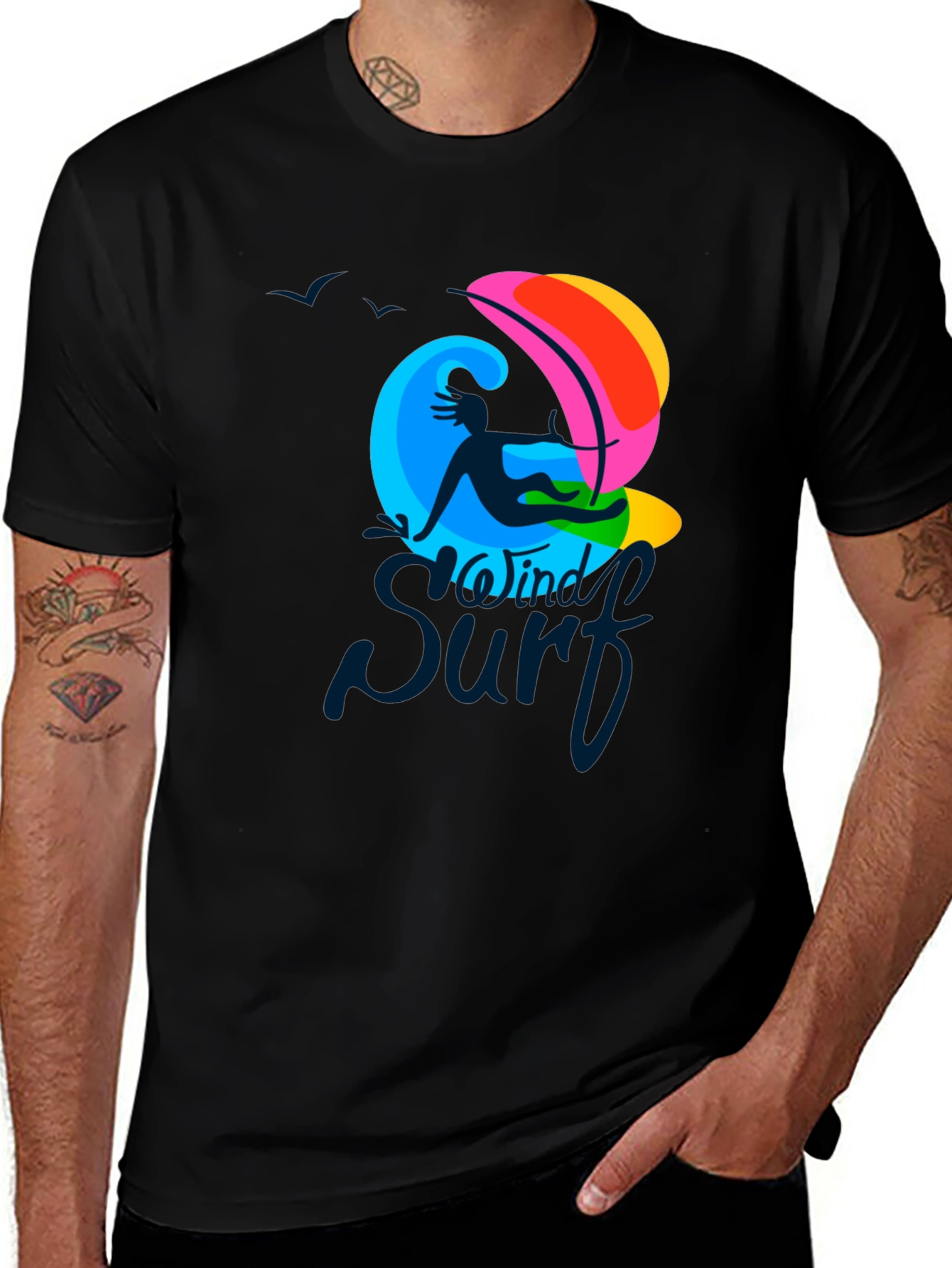 Windy Surf Graphic T-Shirt - Cool Summer Design