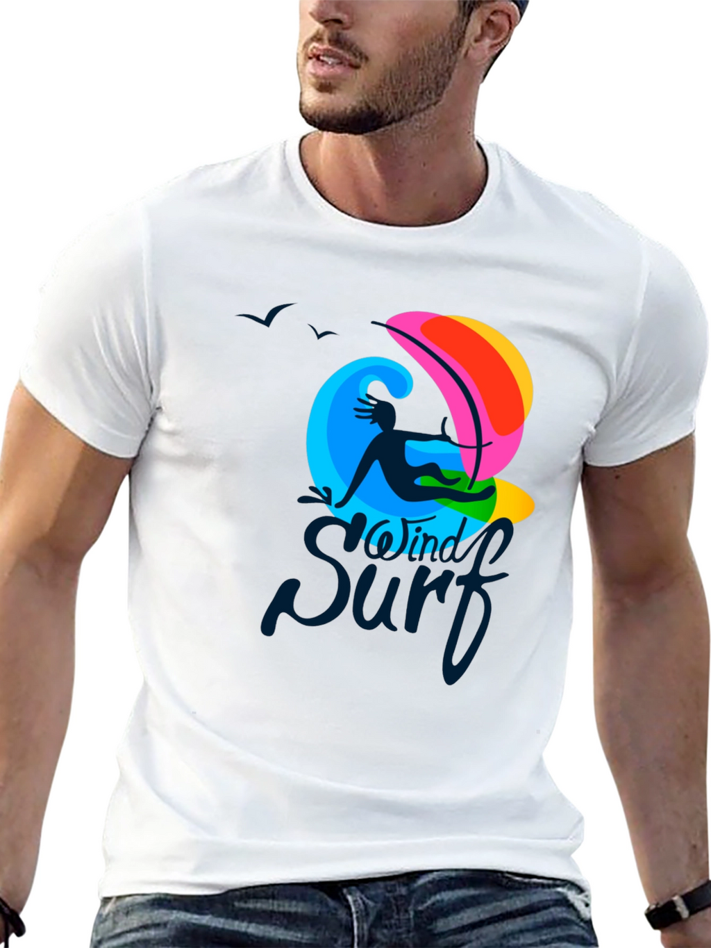 Windy Surf Graphic T-Shirt - Cool Summer Design