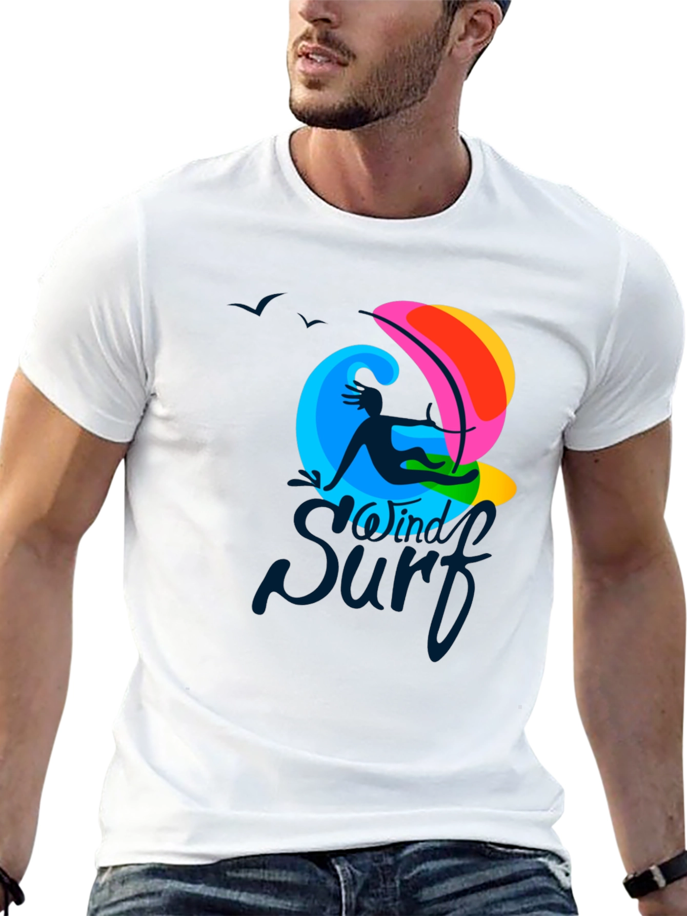 Windy Surf Graphic T-Shirt - Cool Summer Design