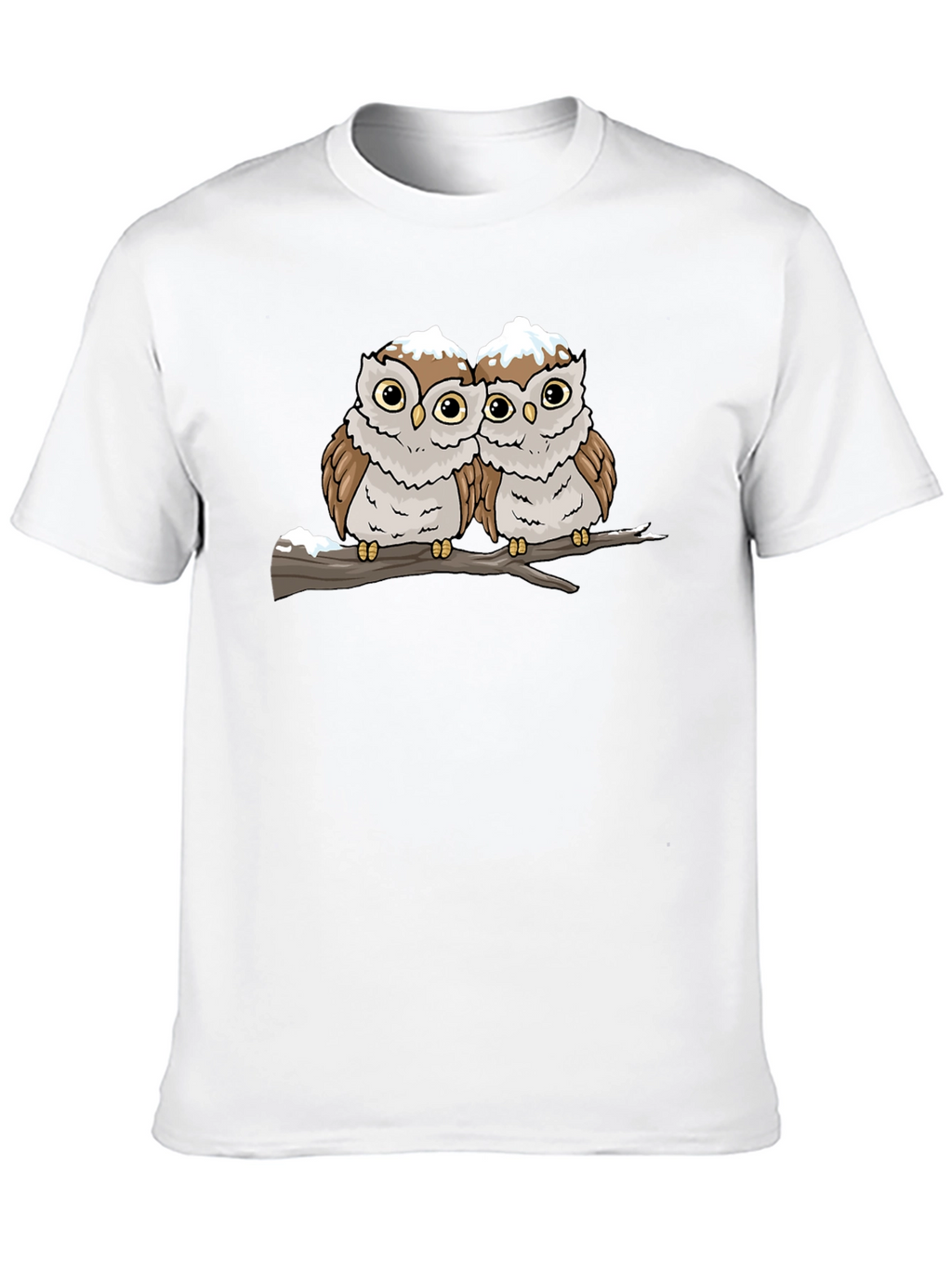 Cute Owl Couple Graphic Black T-Shirt