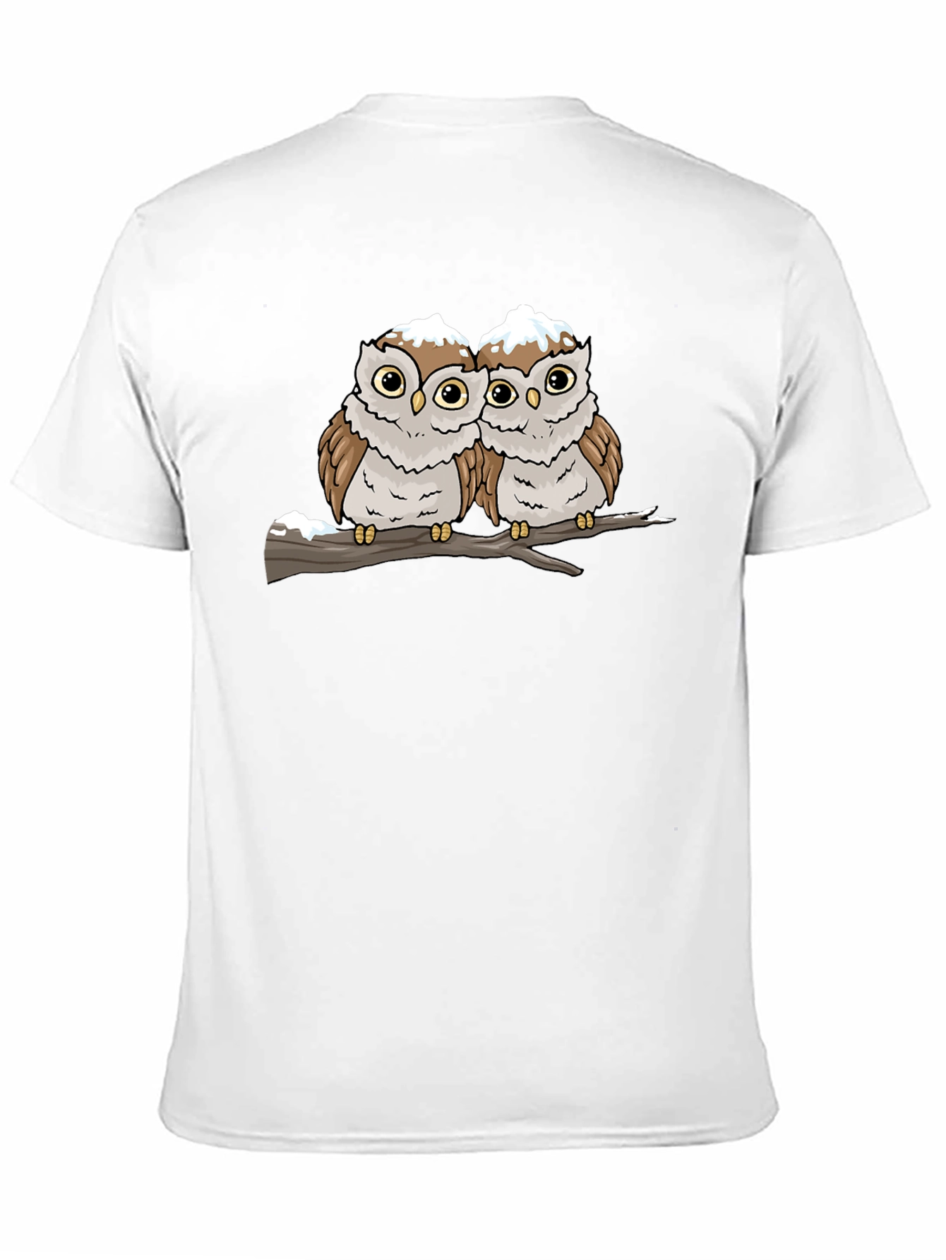 Cute Owl Couple Graphic Black T-Shirt