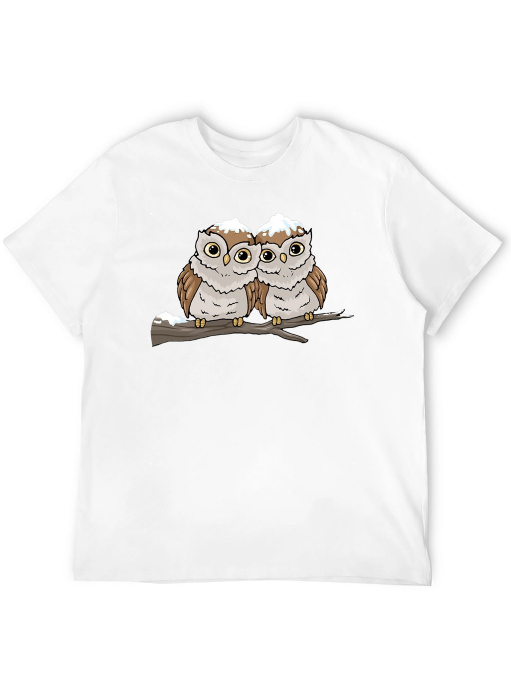 Cute Owl Couple Graphic Black T-Shirt