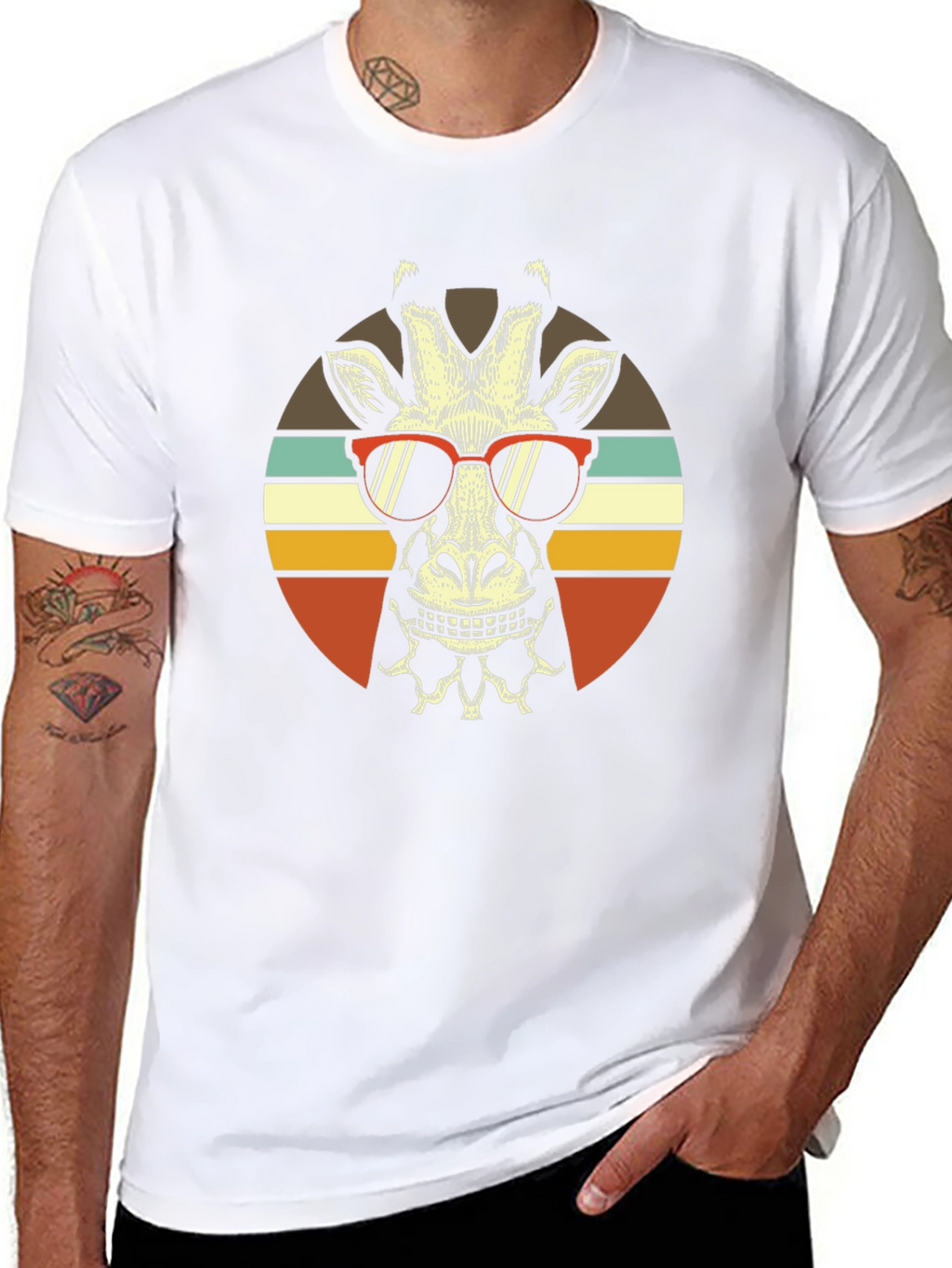 Cool Giraffe Retro Sunset T-Shirt