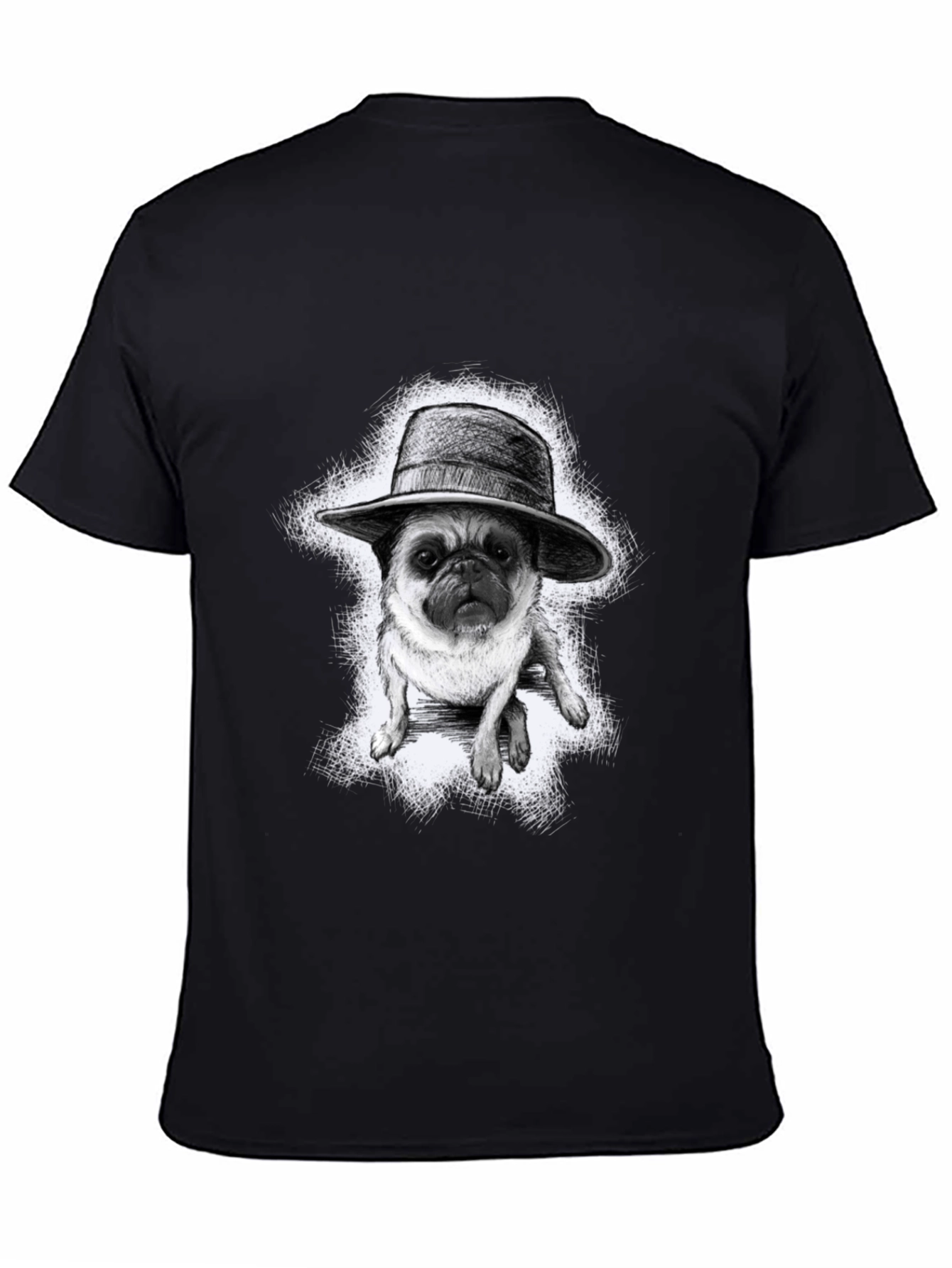 Pug in a Hat Graphic Tee - Trendy Black T-Shirt