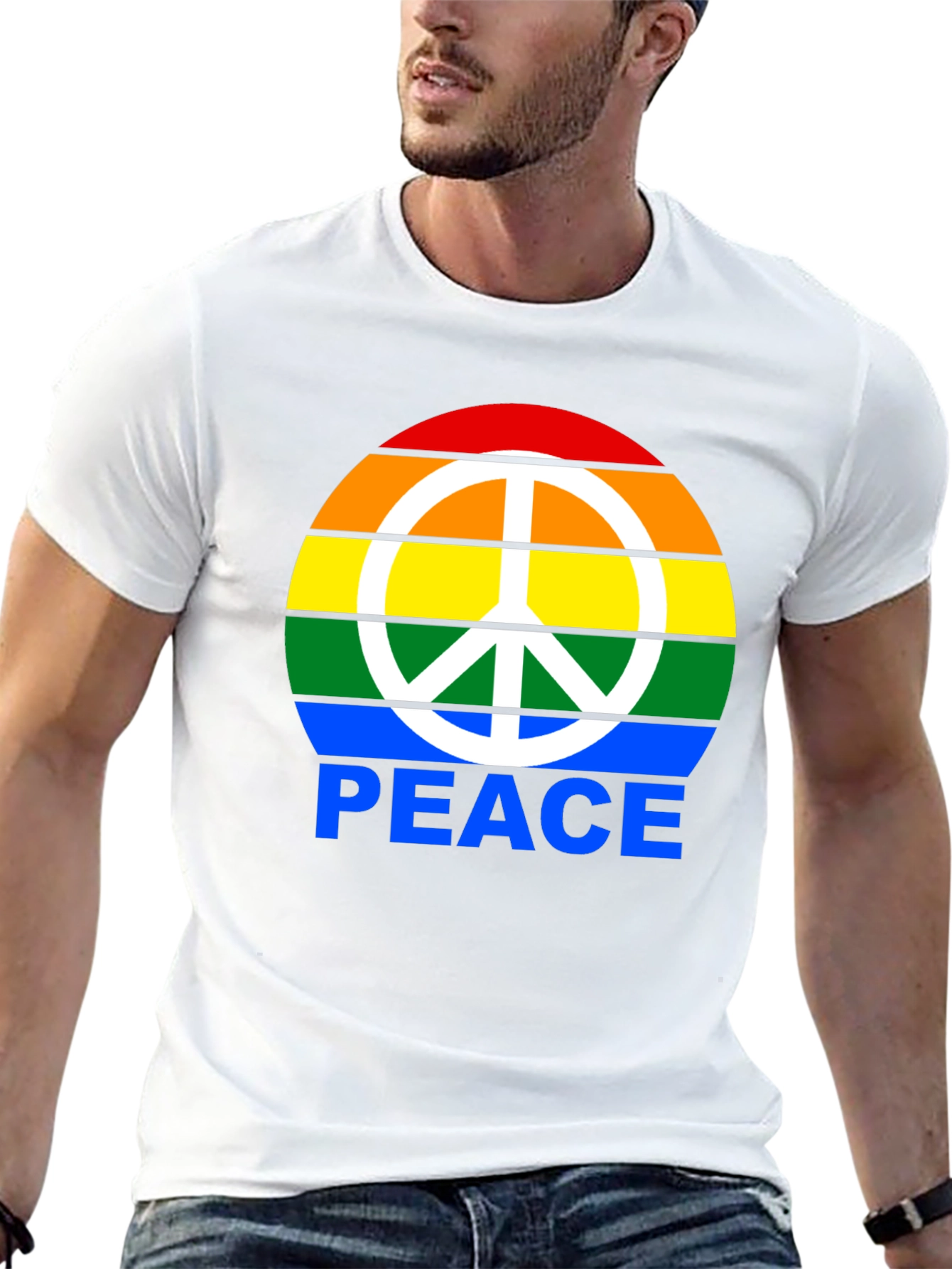 Rainbow Peace Sign Graphic T-Shirt