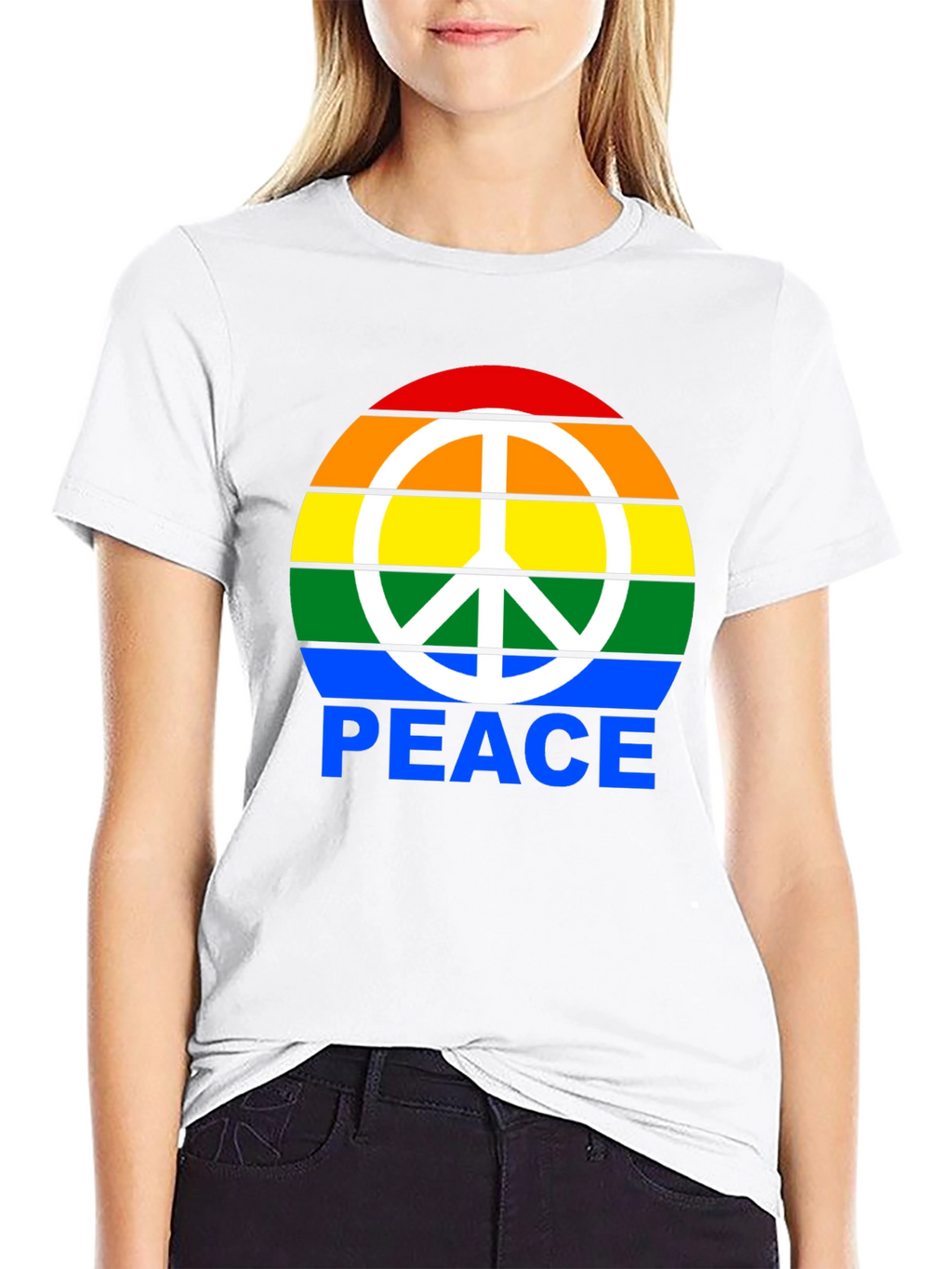 Rainbow Peace Sign Graphic T-Shirt