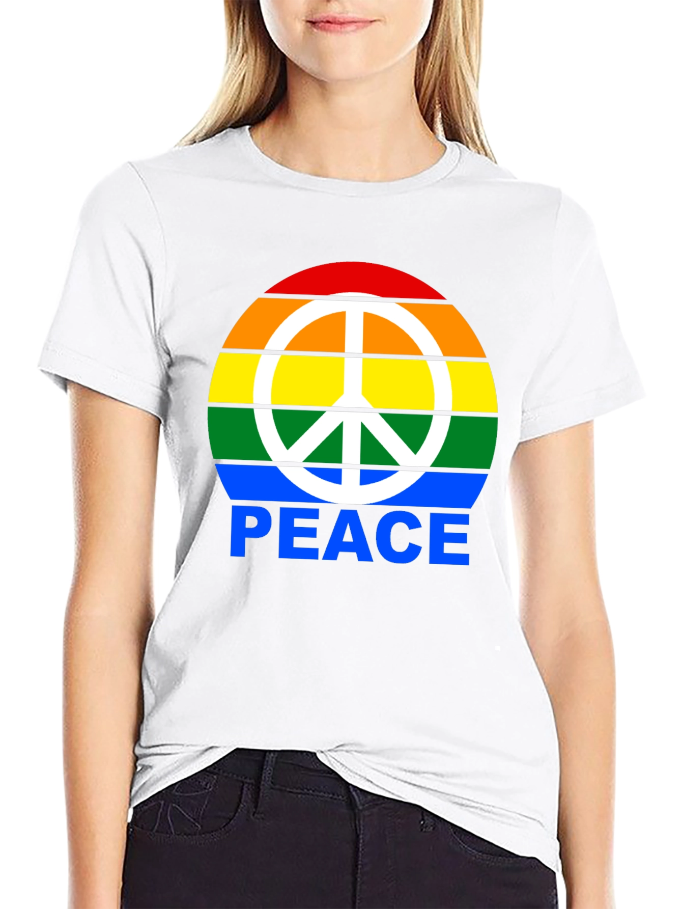 Rainbow Peace Sign Graphic T-Shirt