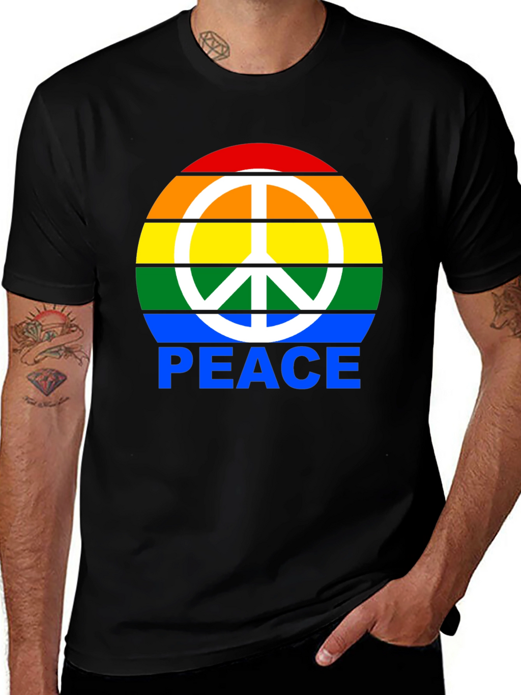 Rainbow Peace Sign Graphic T-Shirt