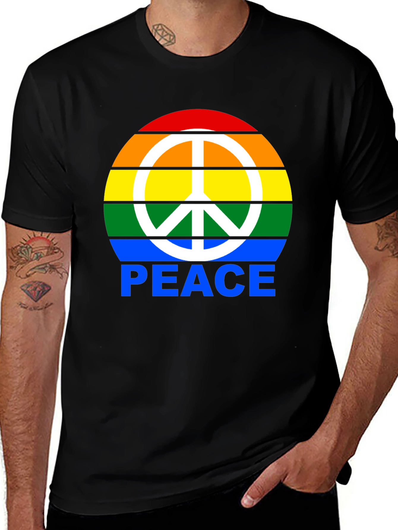 Rainbow Peace Sign Graphic T-Shirt