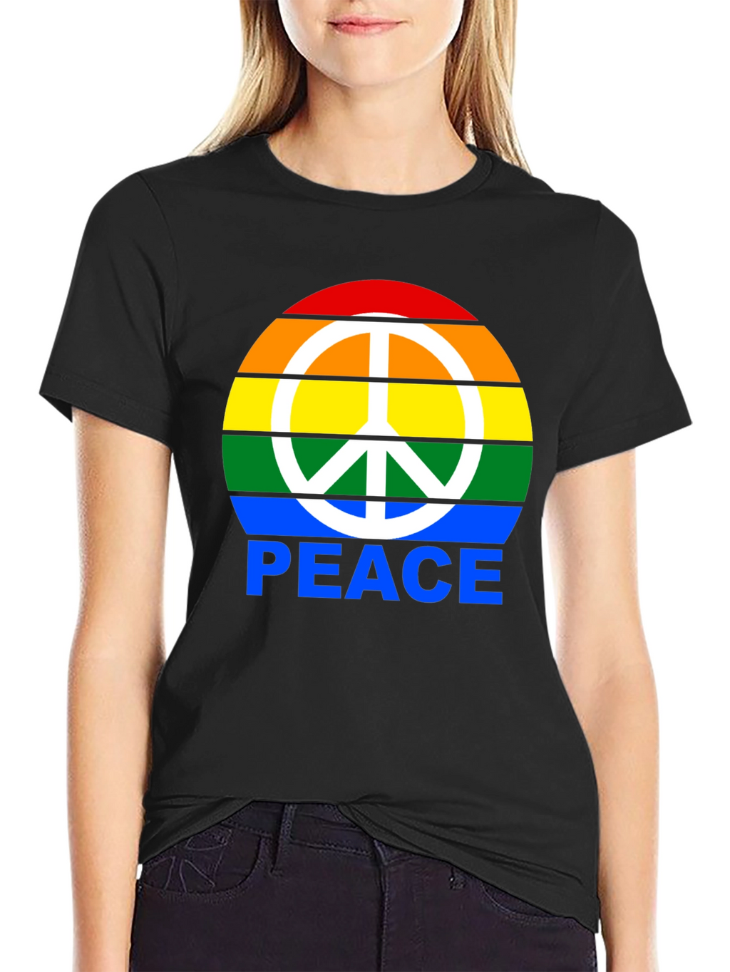 Rainbow Peace Sign Graphic T-Shirt