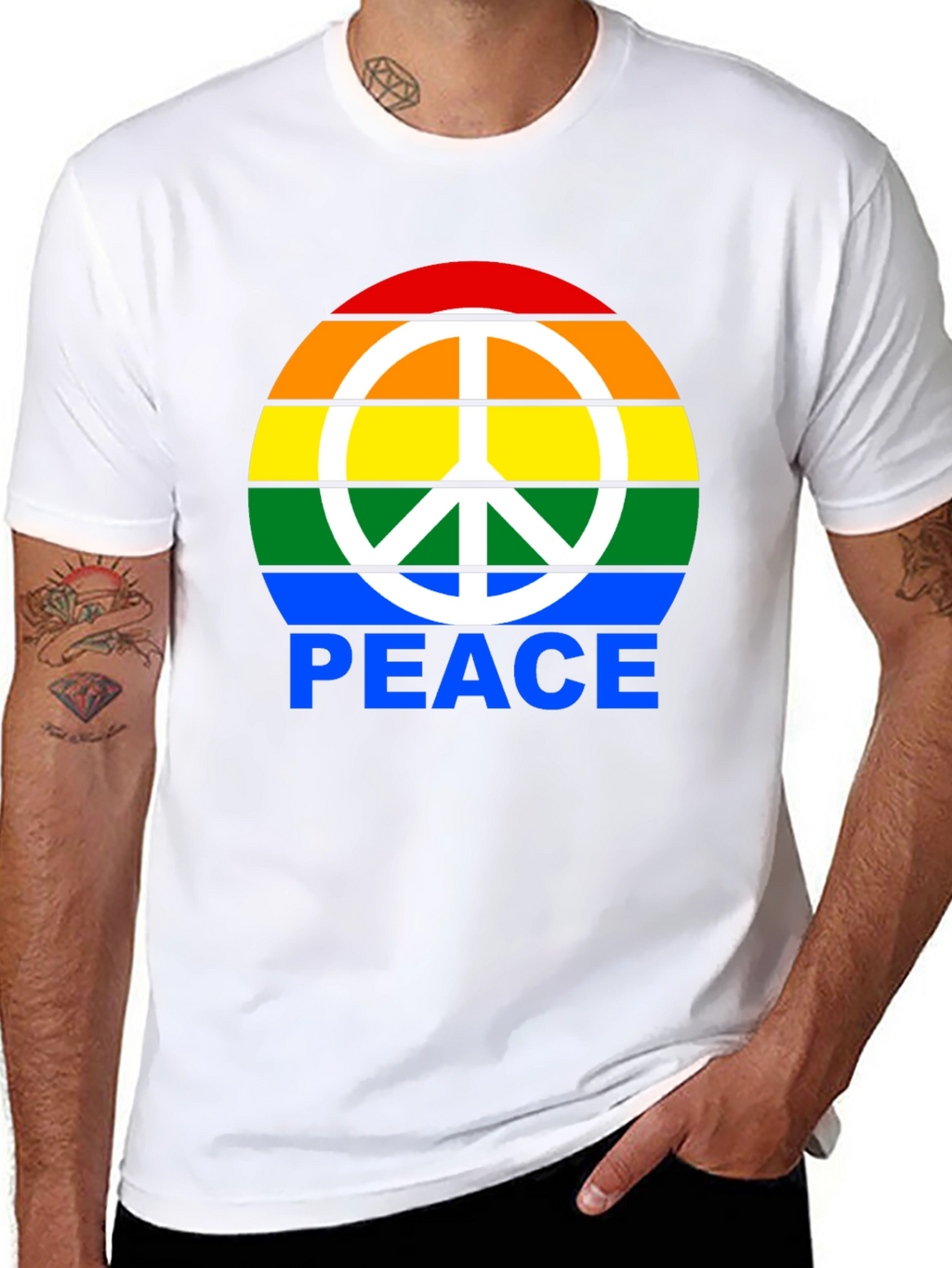 Rainbow Peace Sign Graphic T-Shirt