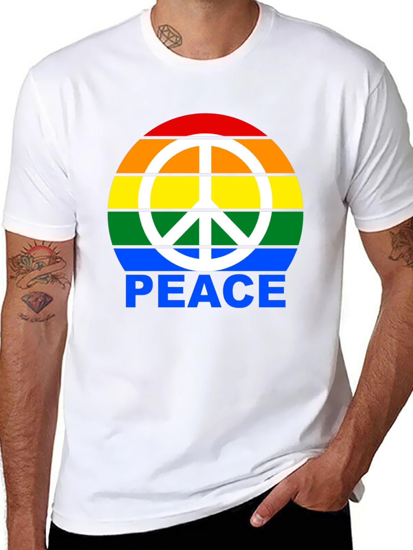 Rainbow Peace Sign Graphic T-Shirt