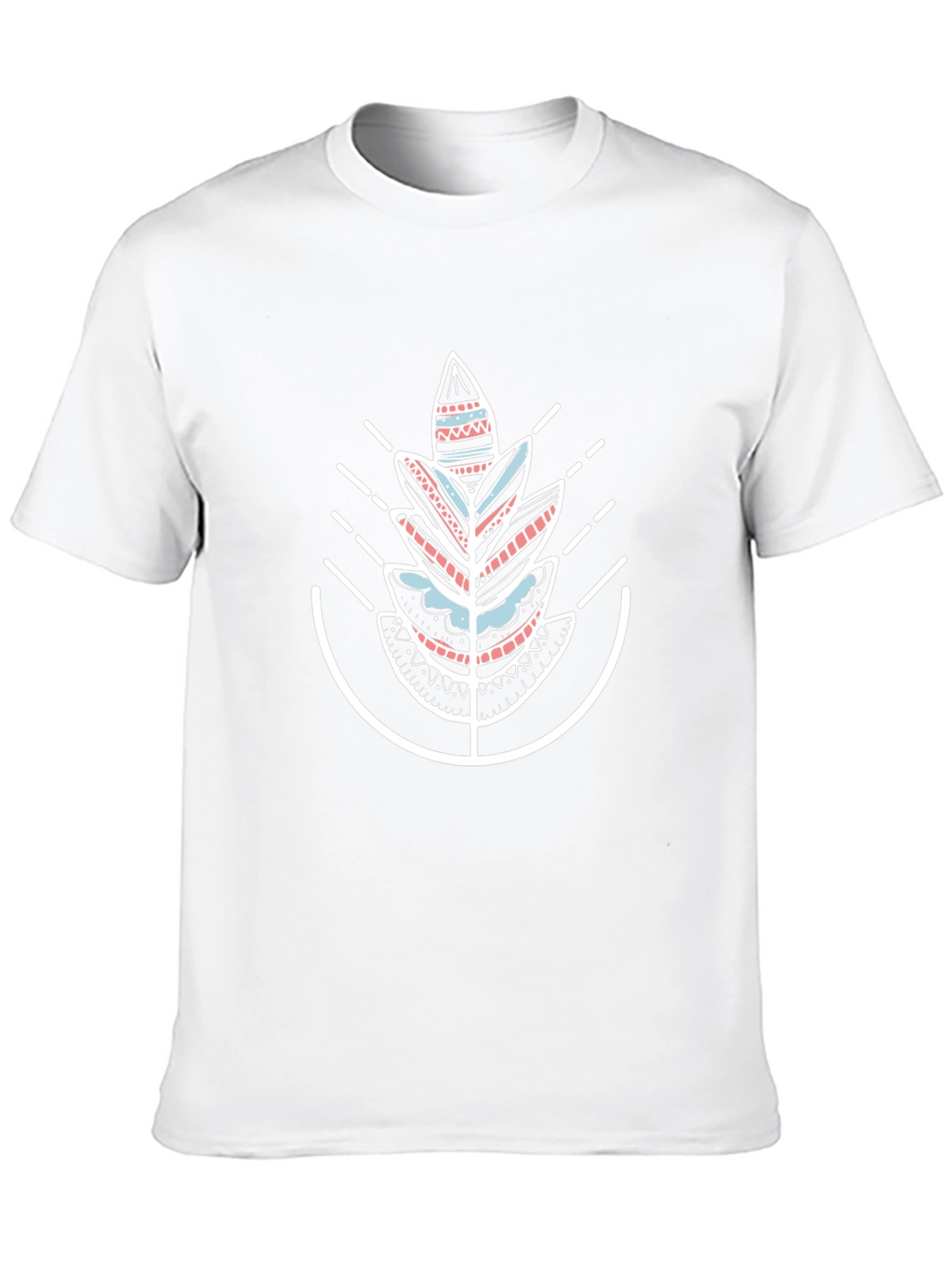 Geometric Tribal Leaf Graphic Black T-Shirt