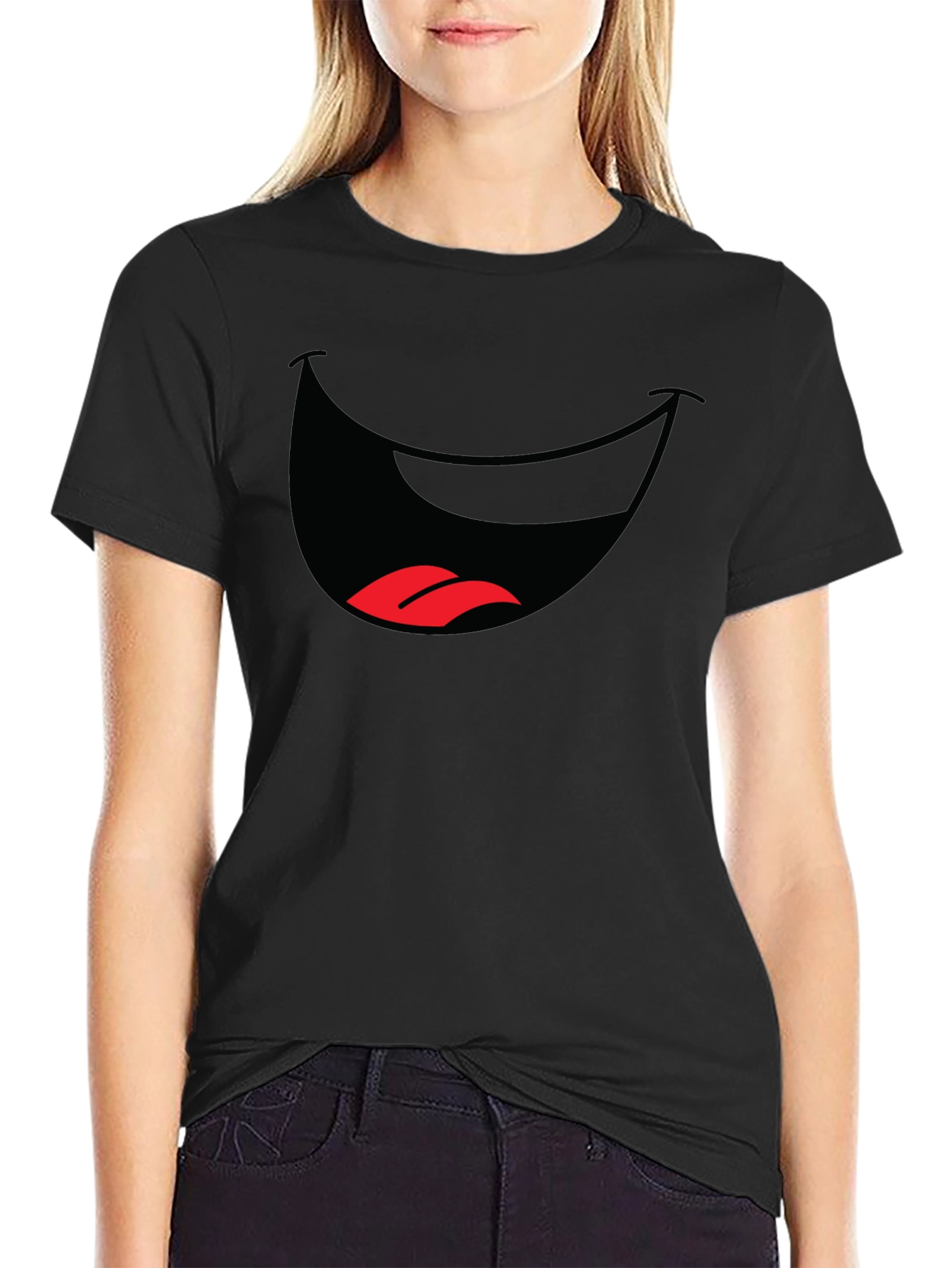 Funny Mouth Graphic T-Shirt - Black Cotton Tee