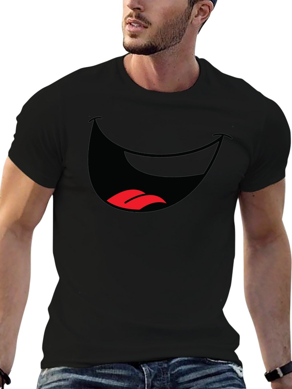 Funny Mouth Graphic T-Shirt - Black Cotton Tee