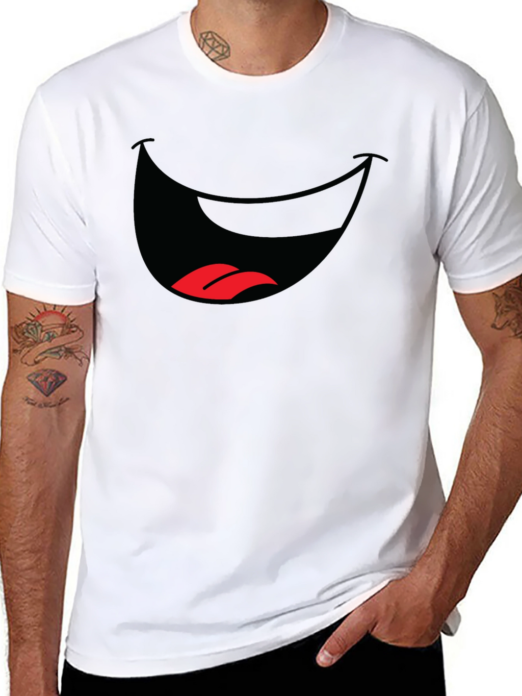 Funny Mouth Graphic T-Shirt - Black Cotton Tee
