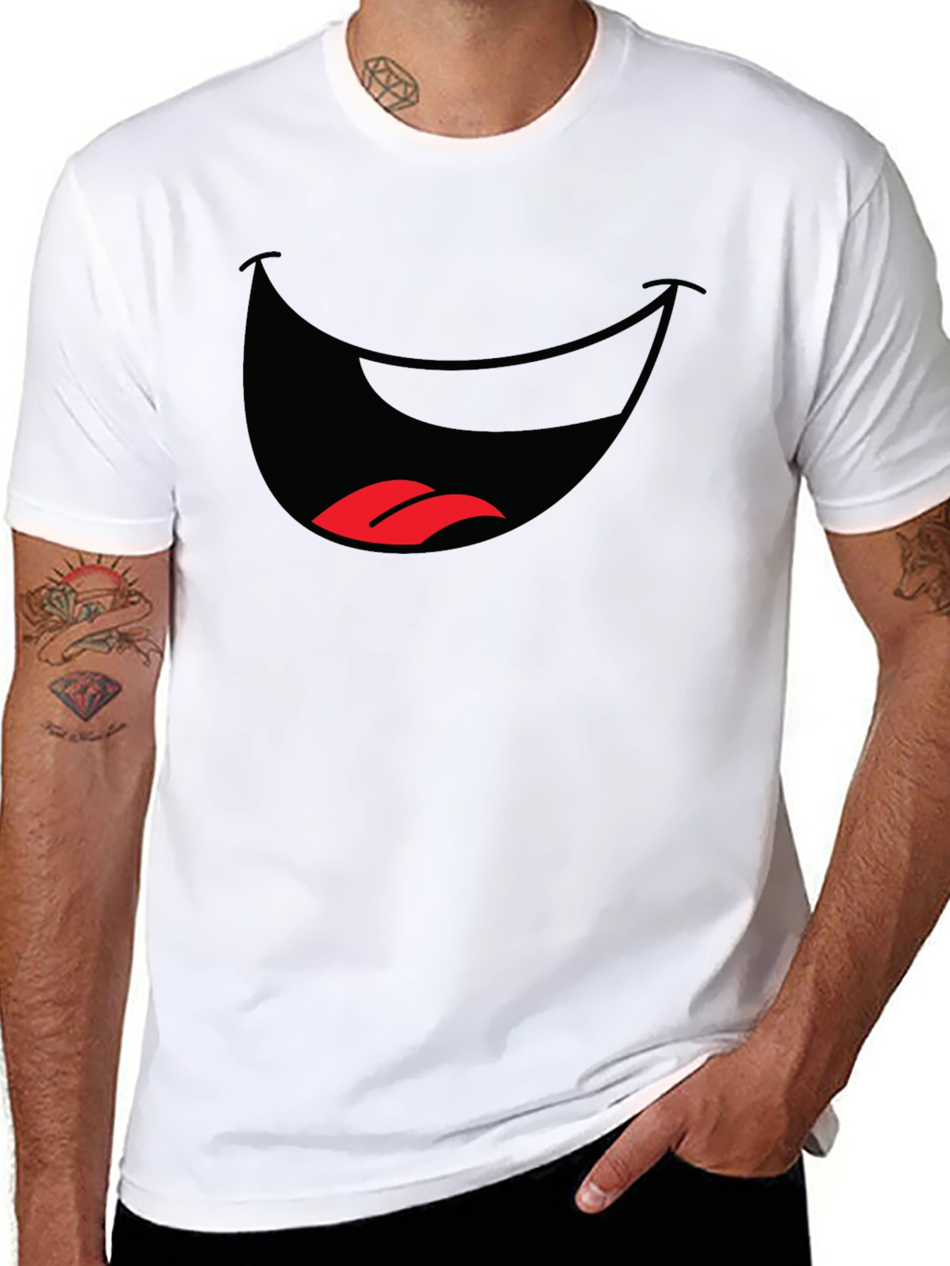 Funny Mouth Graphic T-Shirt - Black Cotton Tee