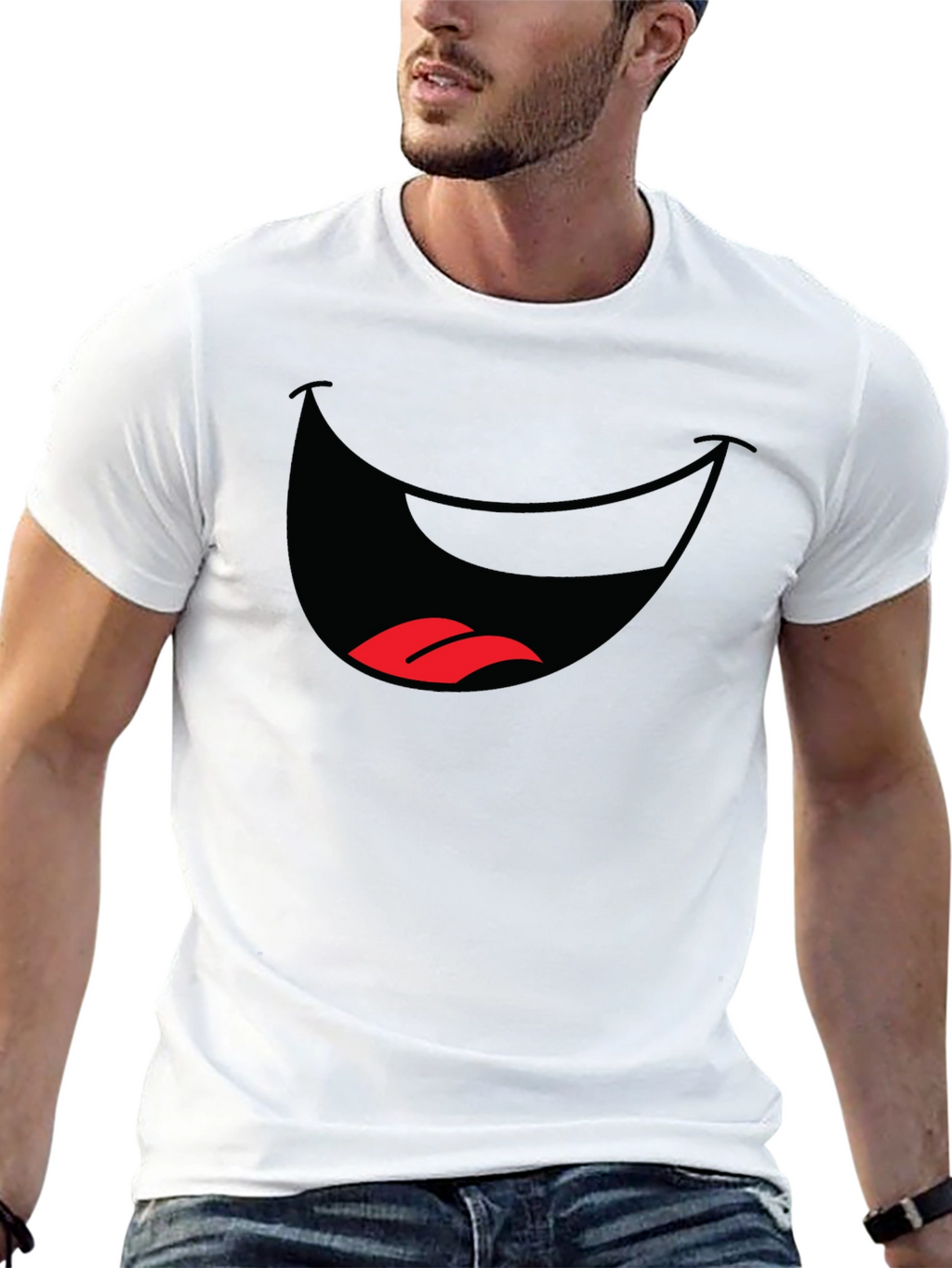 Funny Mouth Graphic T-Shirt - Black Cotton Tee