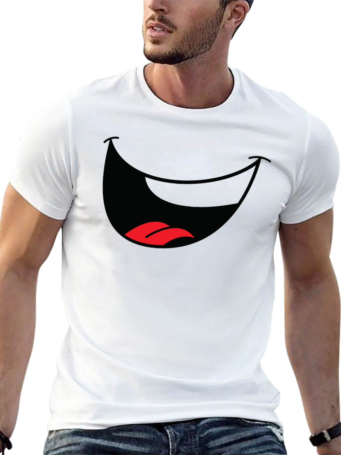 Funny Mouth Graphic T-Shirt - Black Cotton Tee