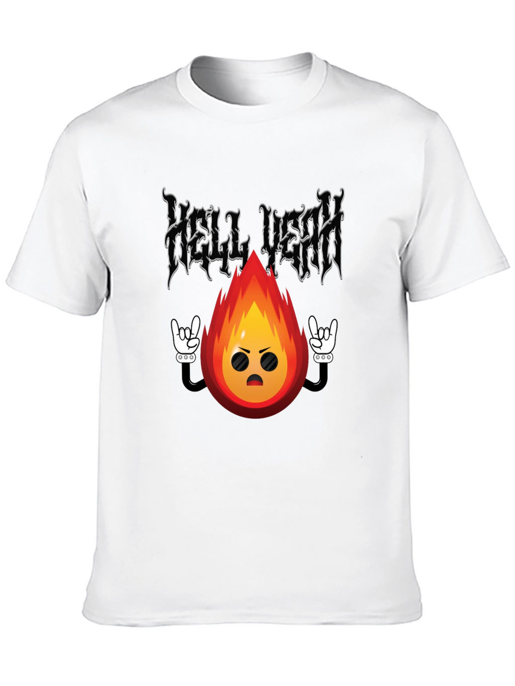 Hell Yeah Cartoon Flame Black T-Shirt