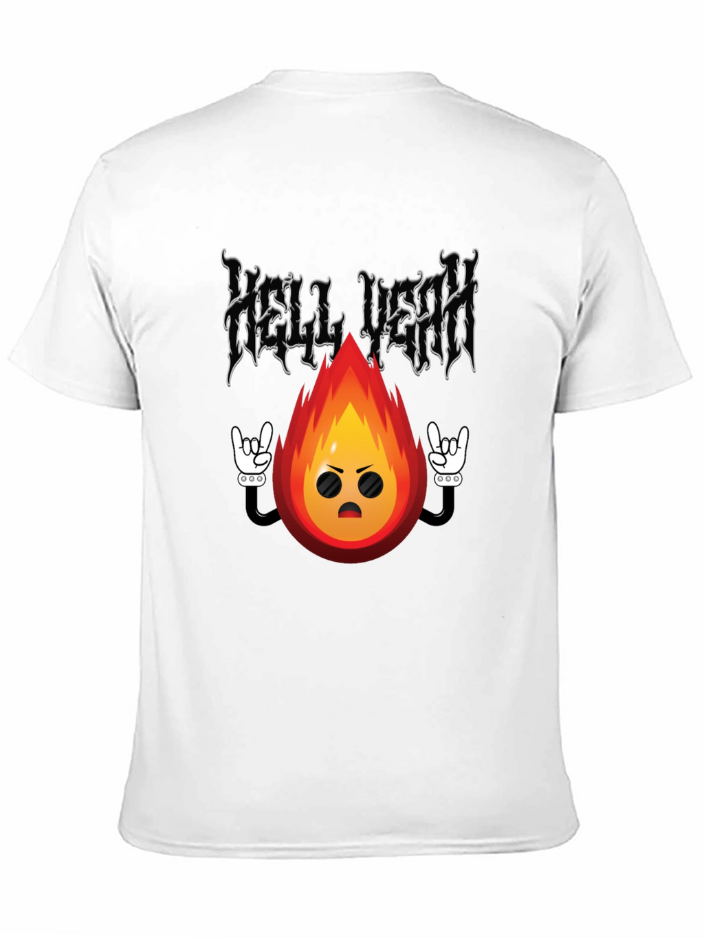 Hell Yeah Cartoon Flame Black T-Shirt