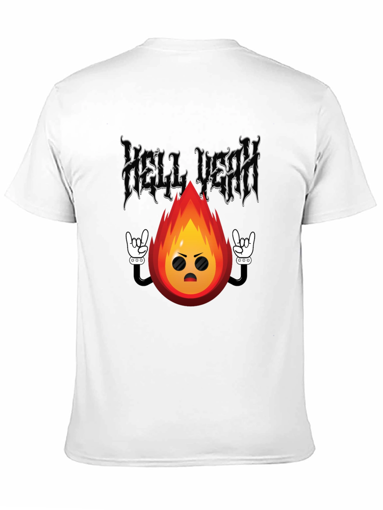 Hell Yeah Cartoon Flame Black T-Shirt