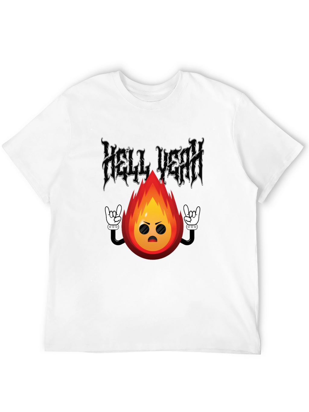 Hell Yeah Cartoon Flame Black T-Shirt