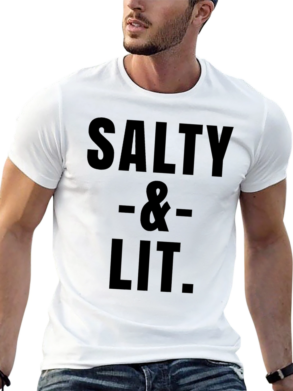 Salty & Lit Graphic Tee - Black Cotton Blend