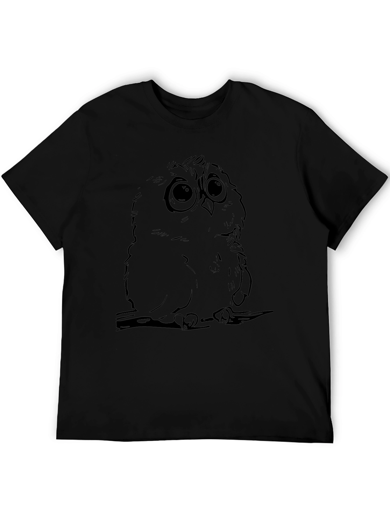 Black Owl Graphic Tee - Cute Cartoon Bird Design