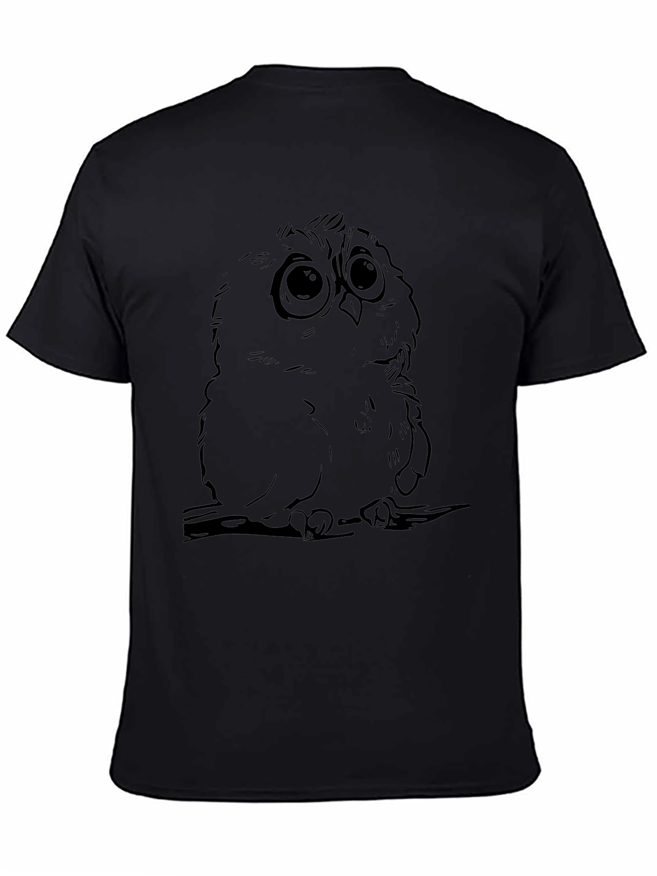 Black Owl Graphic Tee - Cute Cartoon Bird Design