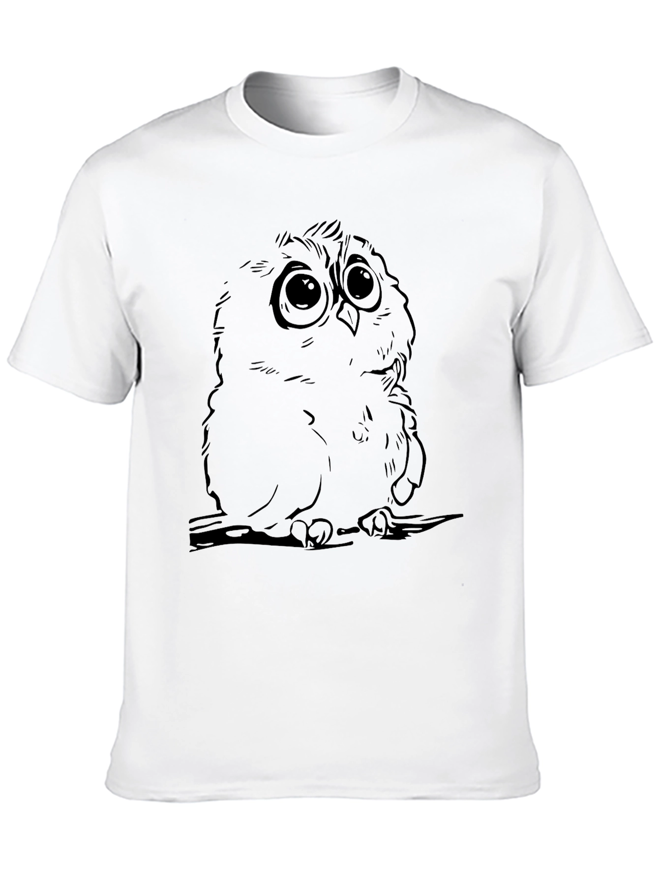 Black Owl Graphic Tee - Cute Cartoon Bird Design
