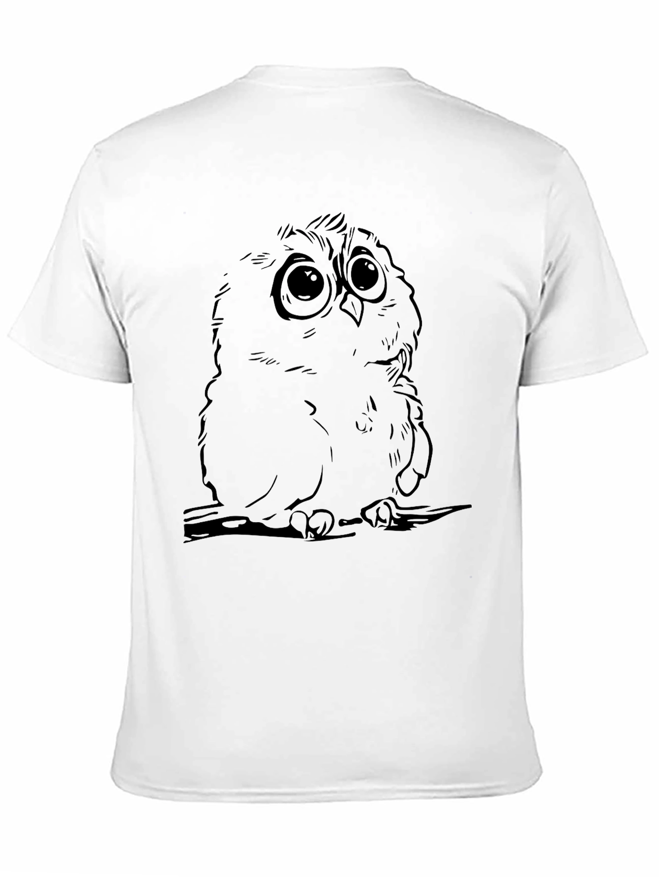 Black Owl Graphic Tee - Cute Cartoon Bird Design