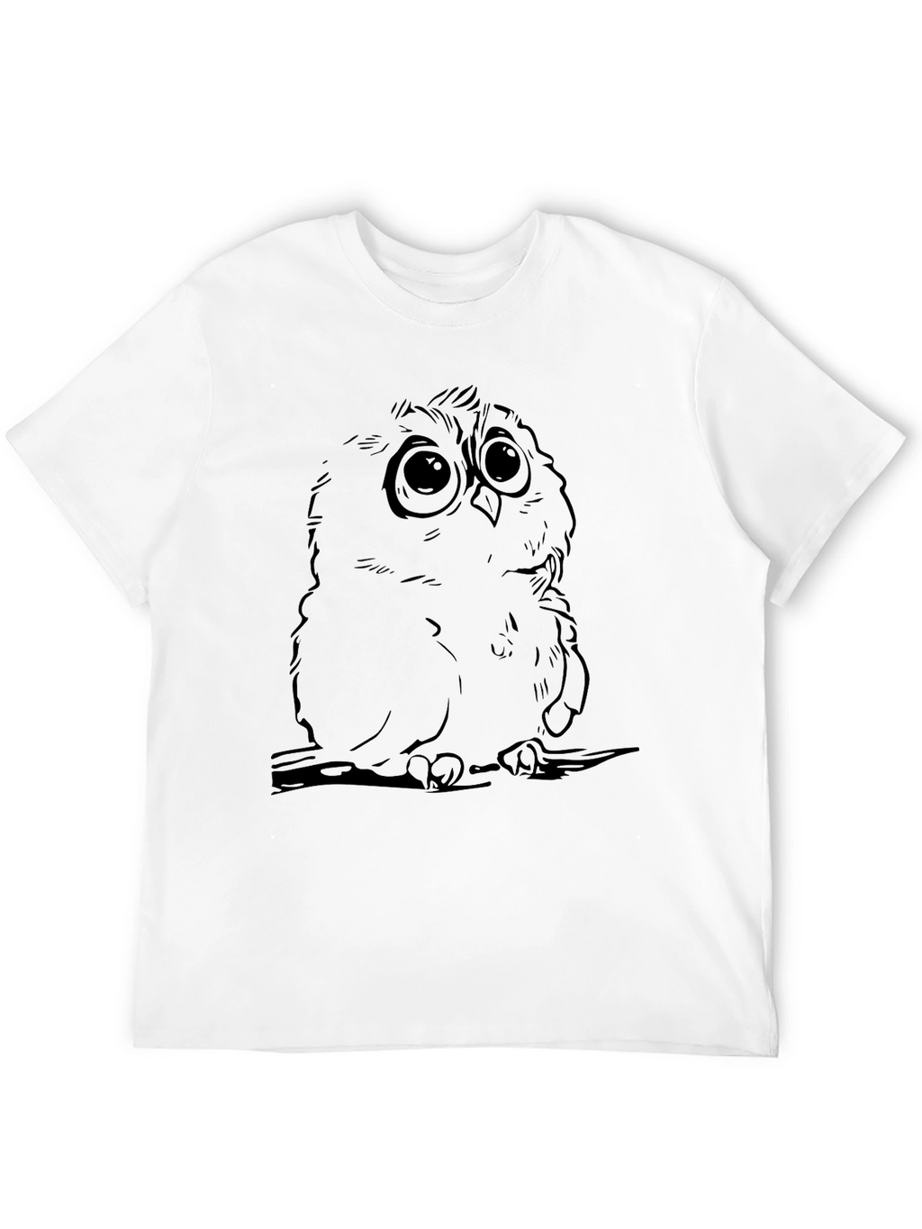 Black Owl Graphic Tee - Cute Cartoon Bird Design