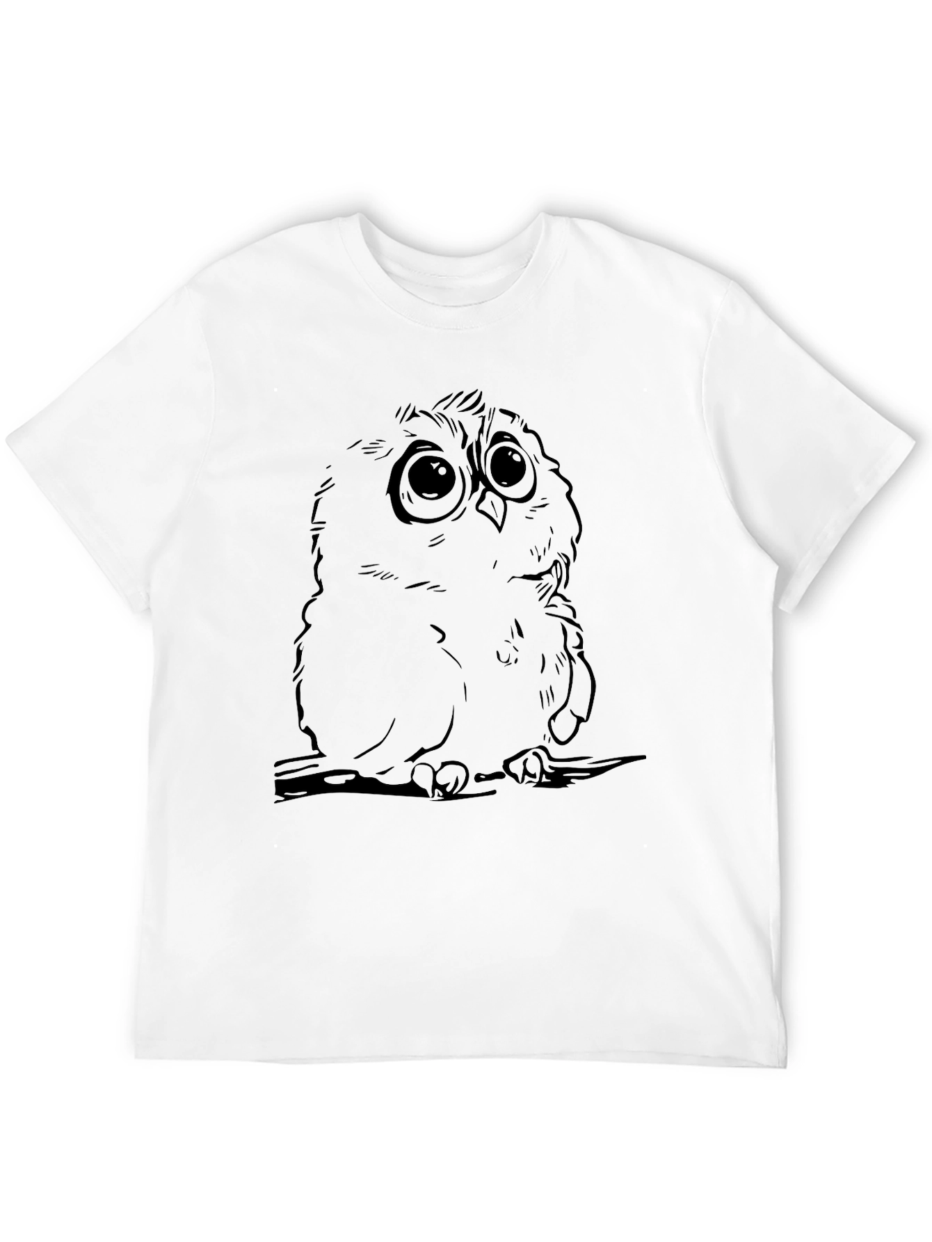 Black Owl Graphic Tee - Cute Cartoon Bird Design