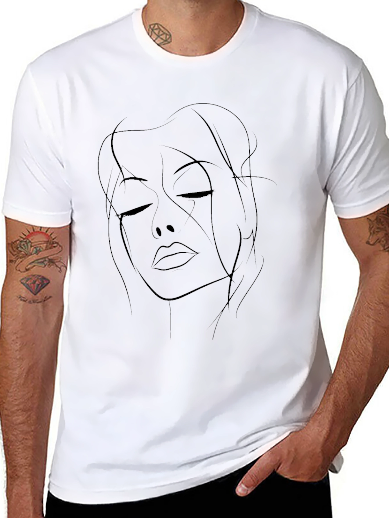 Minimalist Woman Face Line Art Graphic T-Shirt