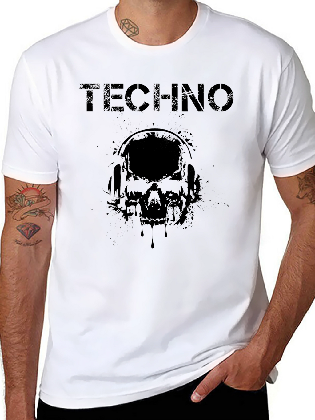 Techno Skull Black T-Shirt - Music Lover Tee