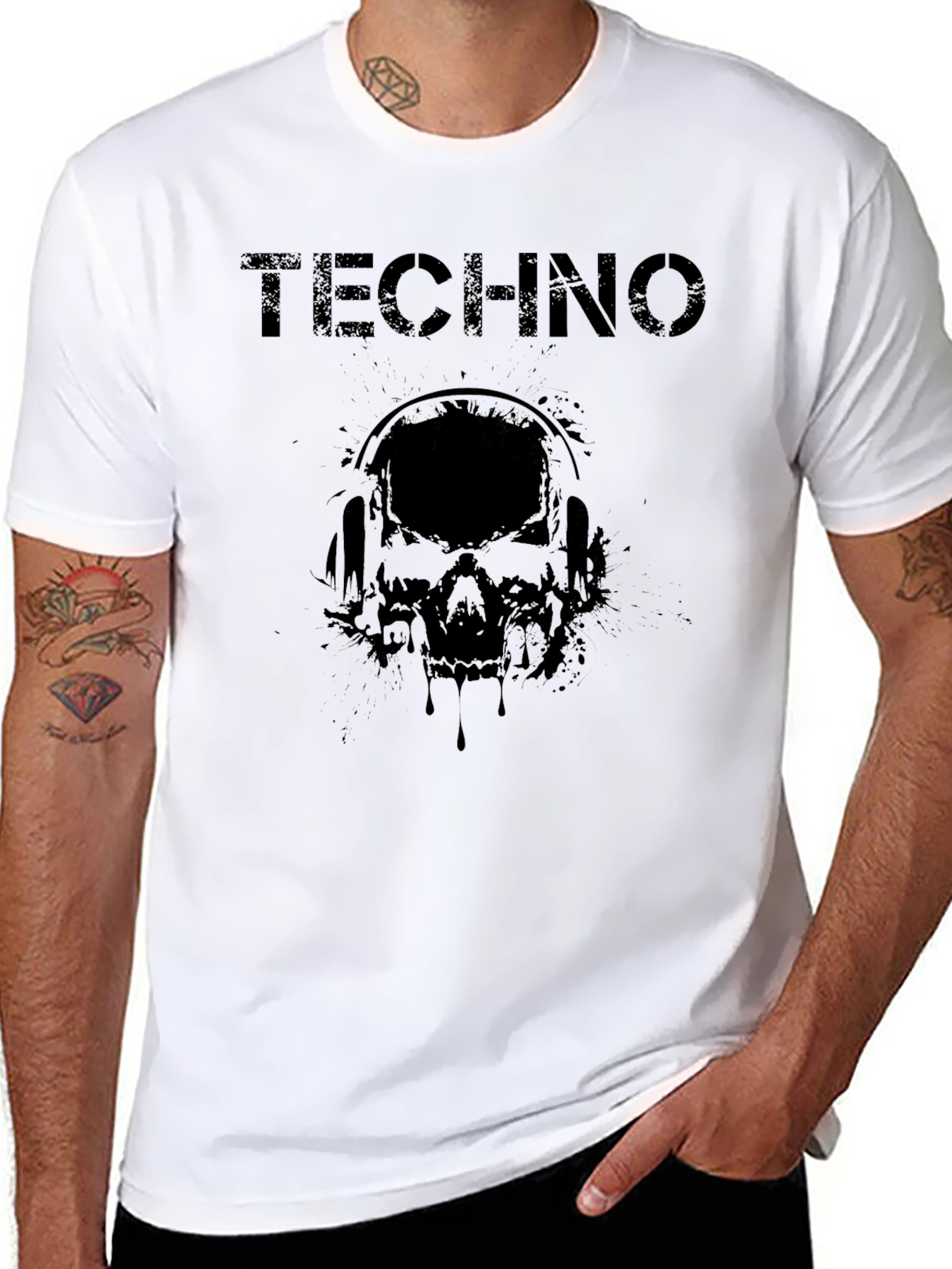 Techno Skull Black T-Shirt - Music Lover Tee