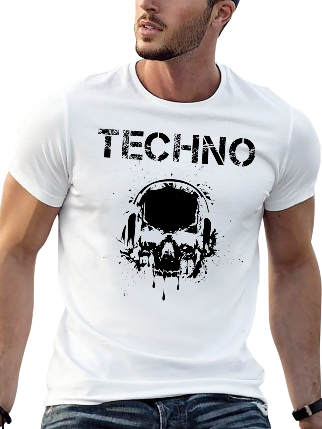 Techno Skull Black T-Shirt - Music Lover Tee
