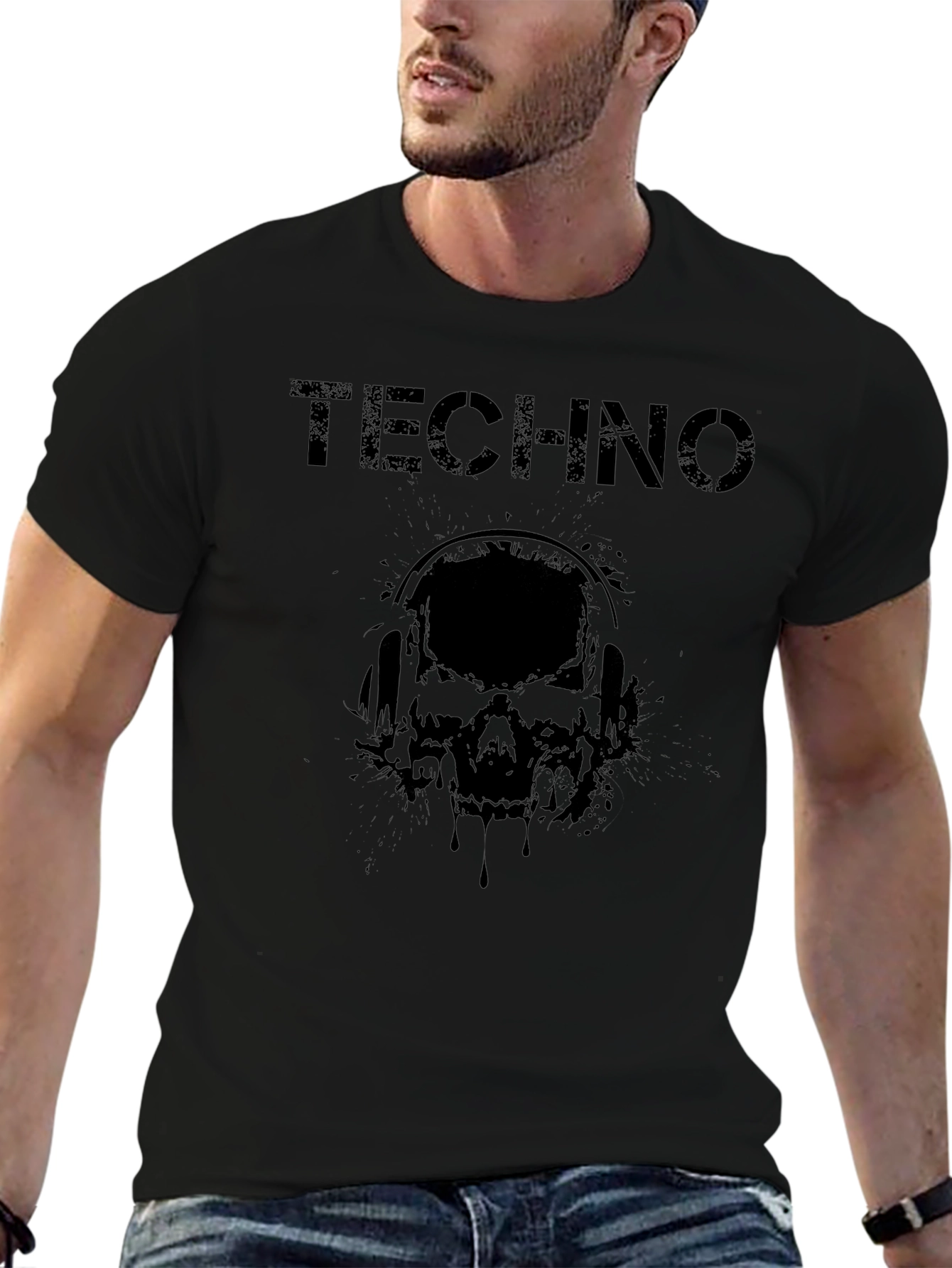 Techno Skull Black T-Shirt - Music Lover Tee