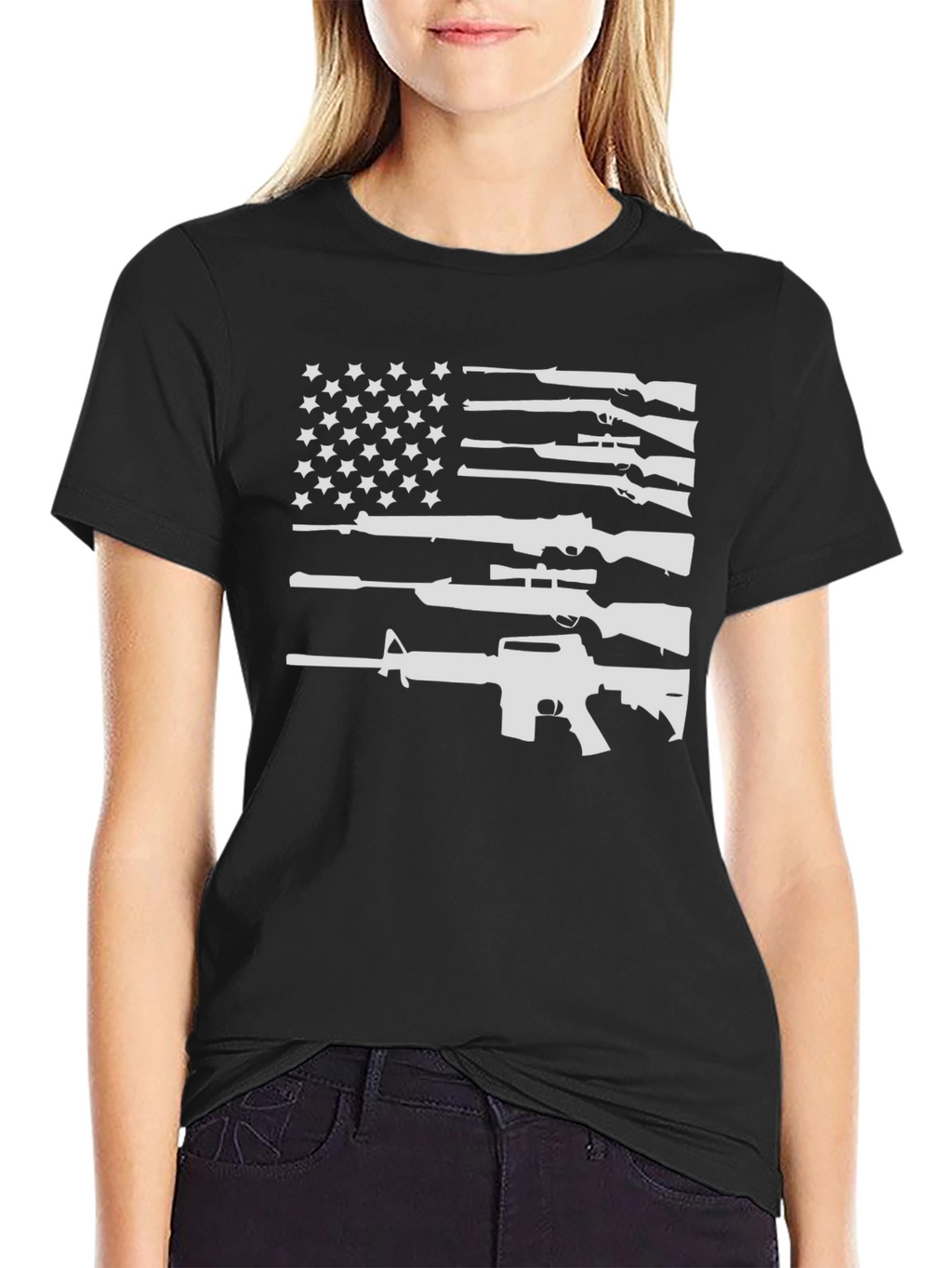 Gun Flag T-Shirt - Patriotic Black Tee