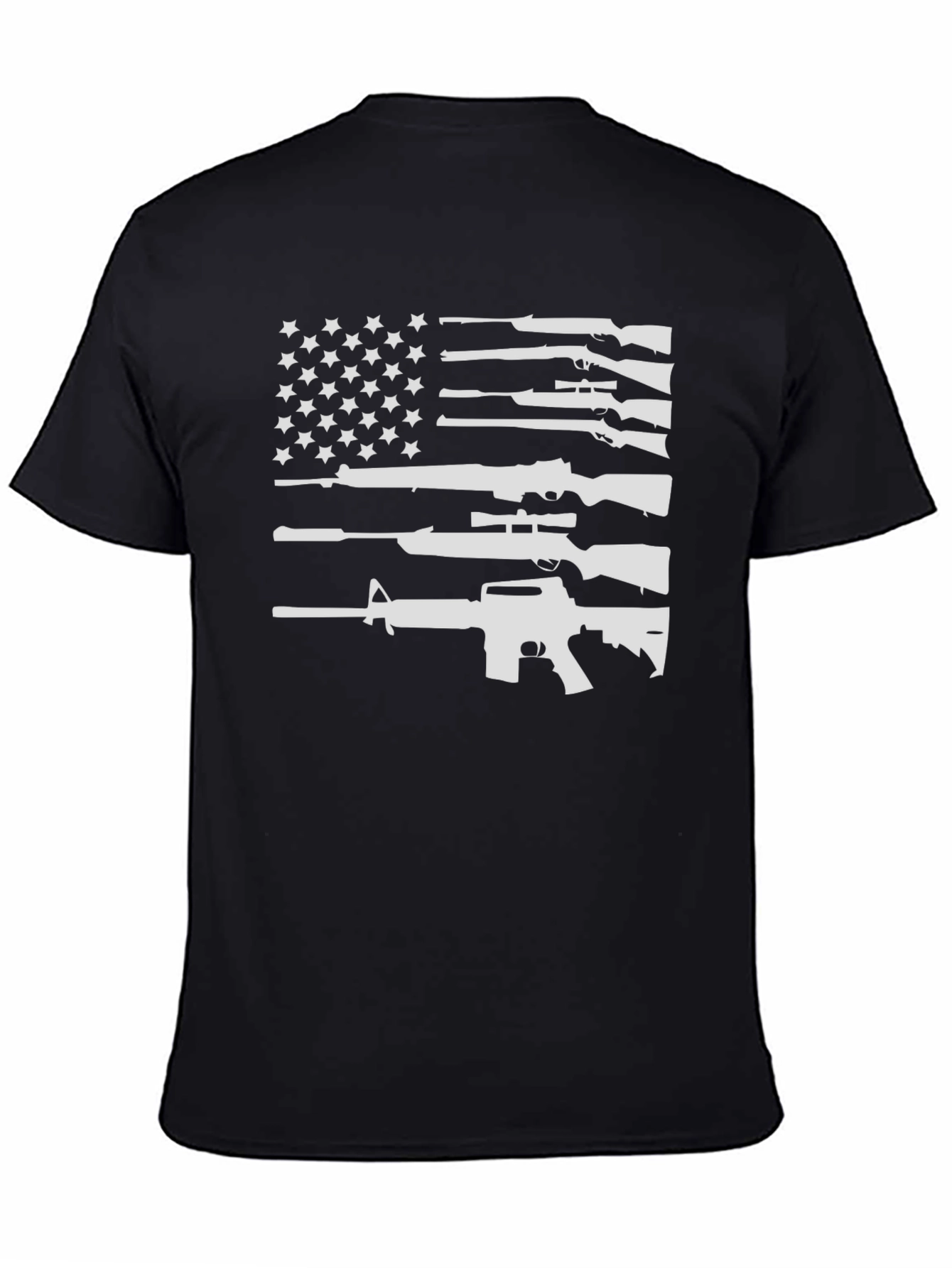 Gun Flag T-Shirt - Patriotic Black Tee